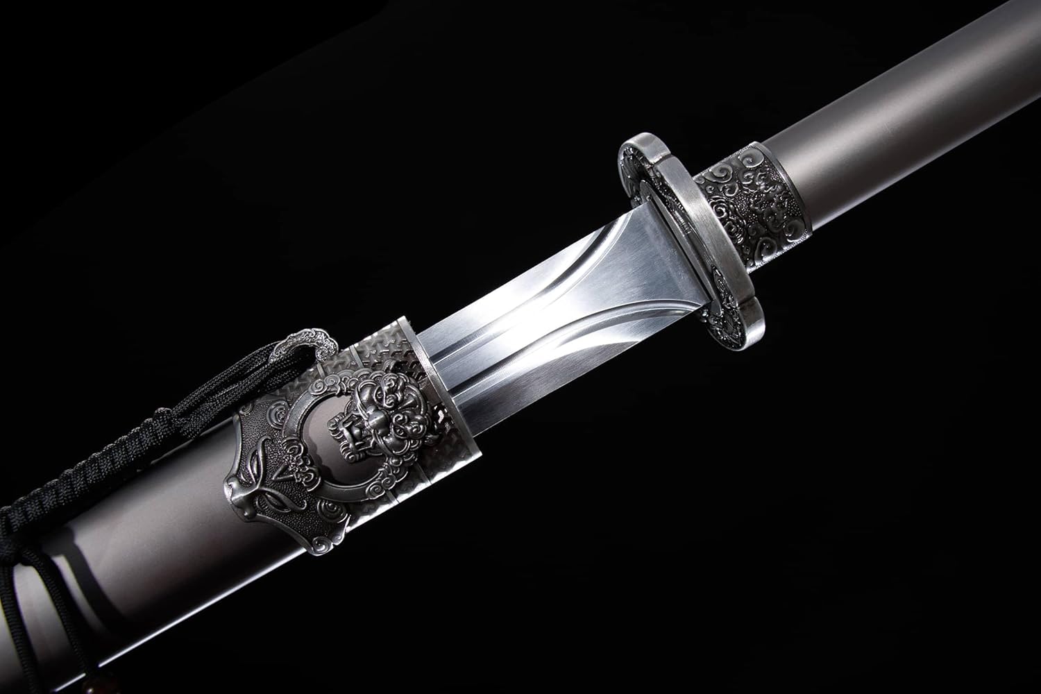 41.9″ Tang Jian Straight Sword | Longquan High-Mn Steel, Full Alloy Scabbard
