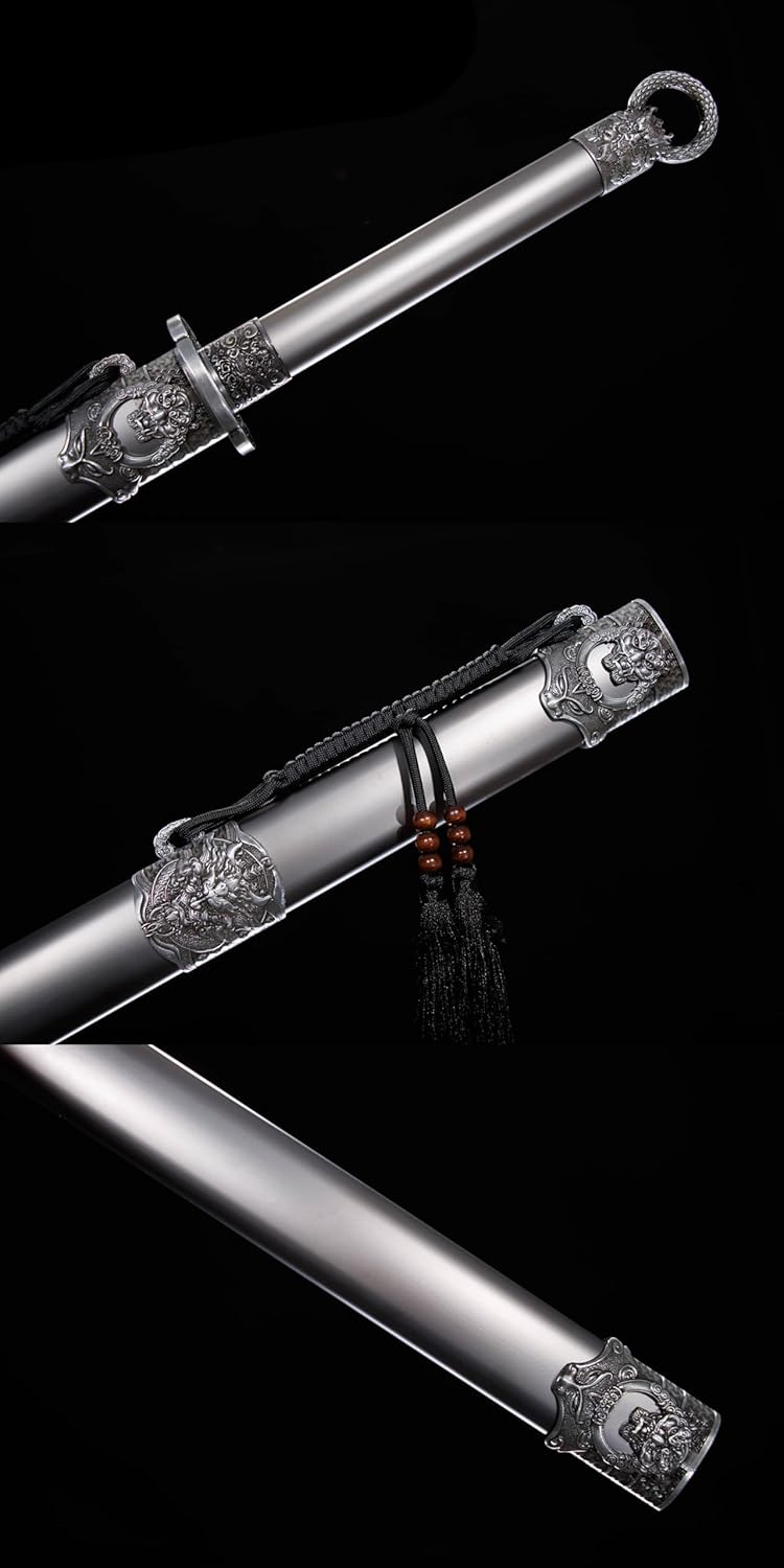 41.9″ Tang Jian Straight Sword | Longquan High-Mn Steel, Full Alloy Scabbard