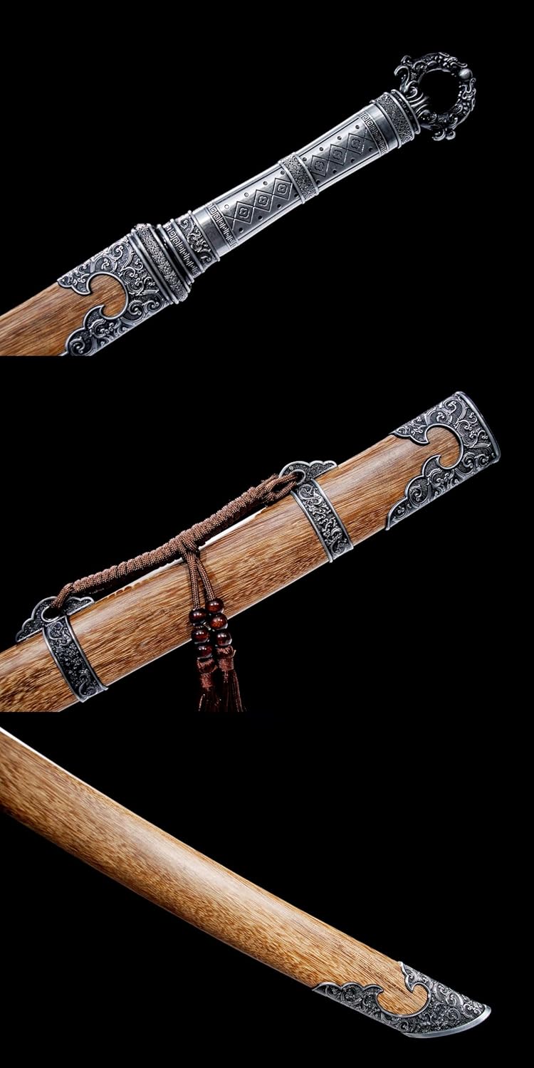 Xiuchun Dao | Hand-Forged High Manganese Steel Chinese Saber with Teak Scabbard & Ring Pommel Fittings