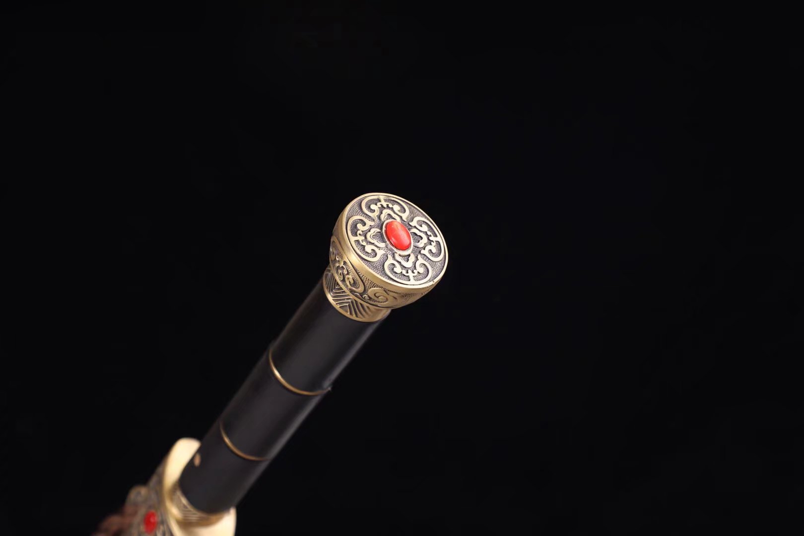 Yue King Jian | Hand-Forged Twisted-Pattern High Manganese Steel Chinese Sword with Brass Fittings & Ebony Scabbard - Chinese Sword store