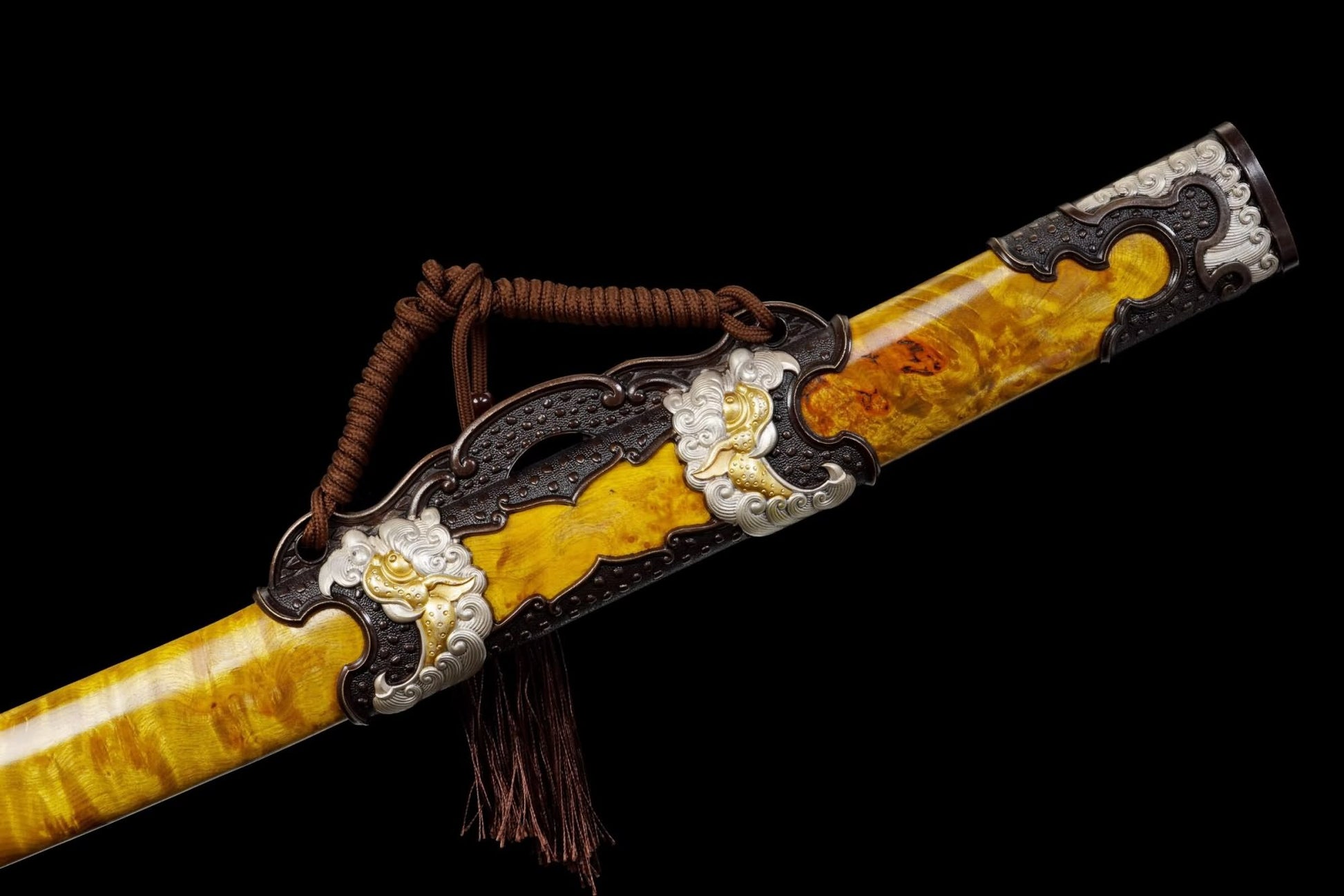 Red Dragon Qing Dao | Hand-Forged Multi-Layer Composite Steel Chinese Saber with Brass Fittings & Camphor Wood Scabbard