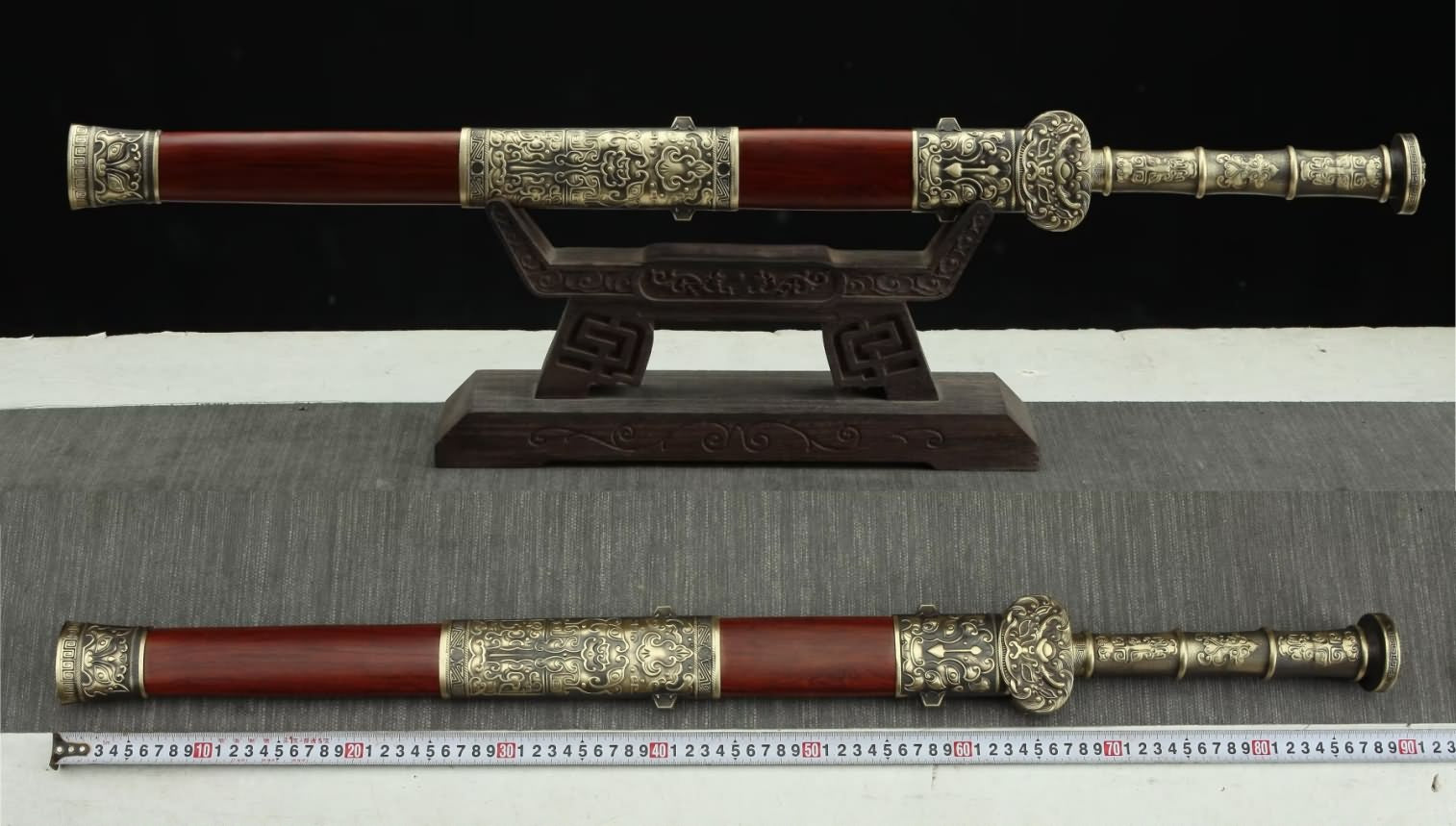 Fengyun Jian – Hand-Forged Pattern Steel Chinese Sword with Brass Fittings & Rosewood Scabbard - Chinese Sword store