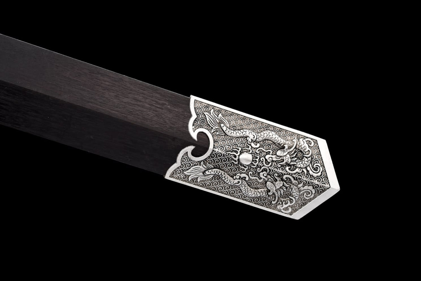 Chinese Swords Han jian Sword Real,Hand Forged Damascus Blades,Black Wood Scabbard,Alloy Handle
