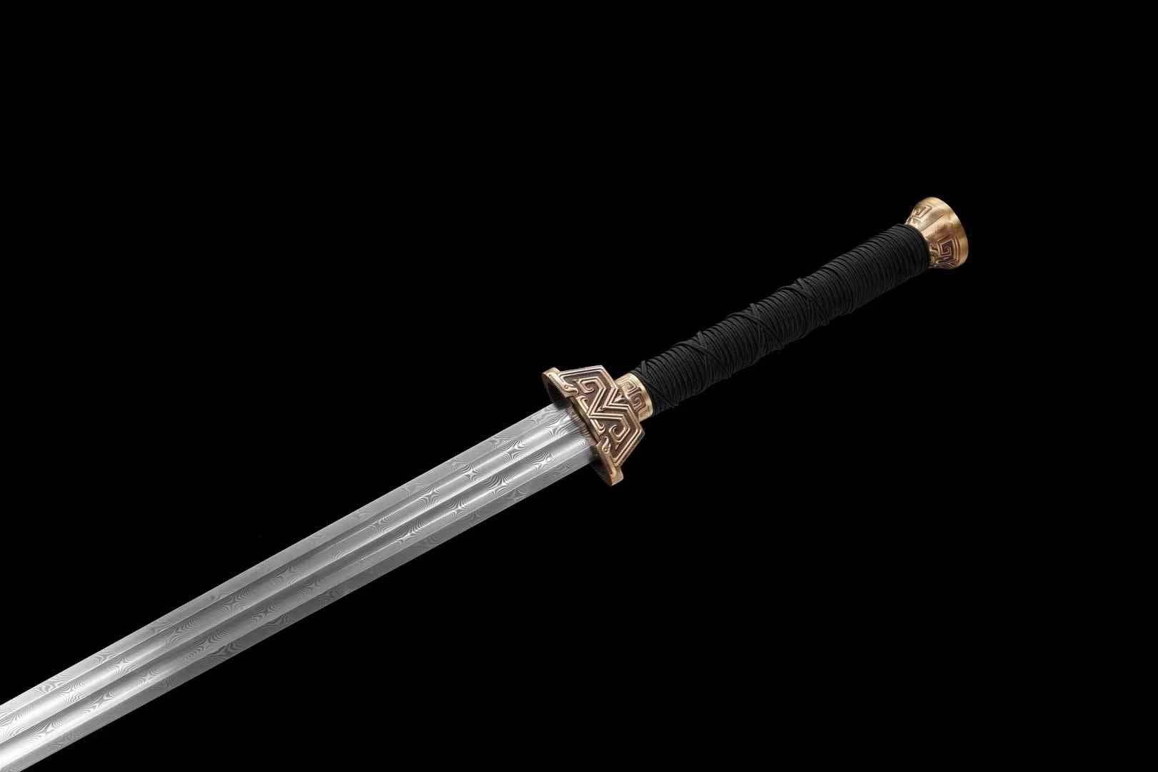 New Yue King Jian – Twisted Pattern Steel Chinese Sword with Copper Fittings