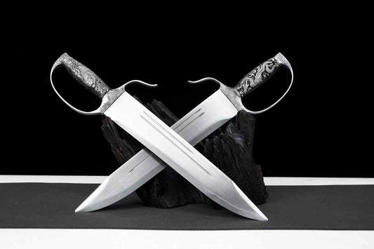 Wing Chun Butterfly Swords Set – Twin Chinese Knives with Shared Leather Scabbard
