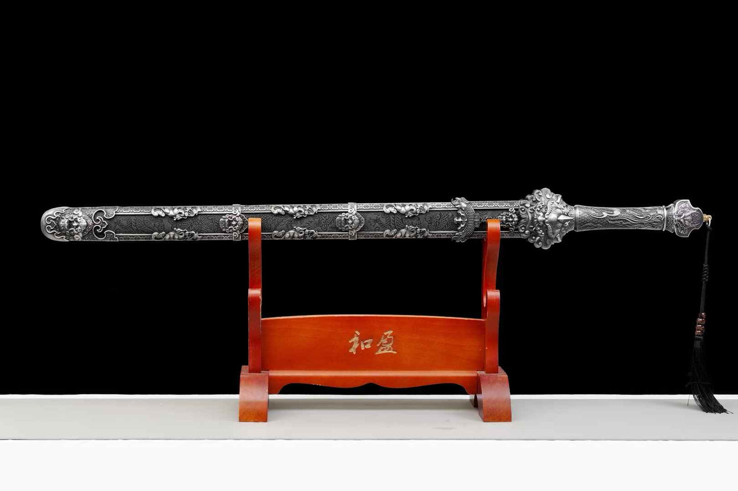 Fulong Jian | Hand-Forged High Manganese Steel Chinese Sword with Cord-Wrapped Handle & PU Leather Scabbard