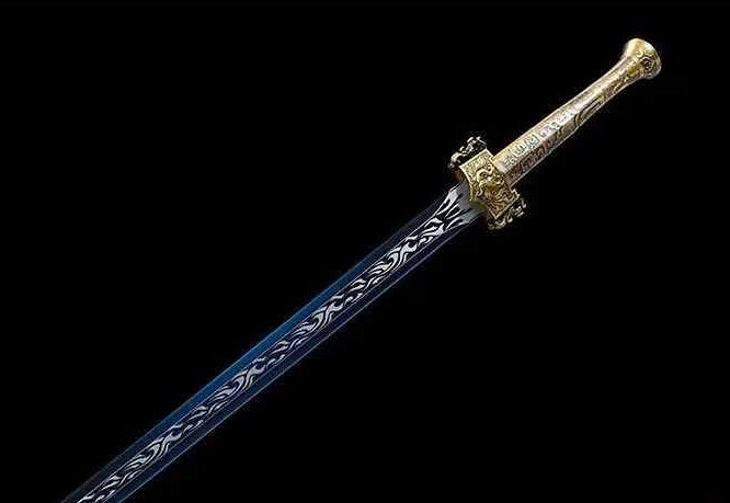 Four Symbols Han Jian | High Carbon Steel Chinese Sword with Blue-Etched Blade & PU Leather Scabbard