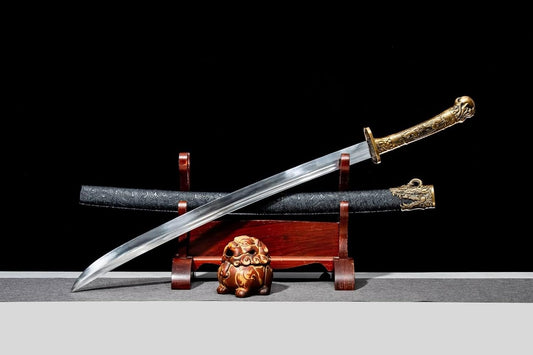 Qing Dao Sword – Traditional Chinese Saber with Polished Steel Blade & PU Scabbard - Chinese Sword store