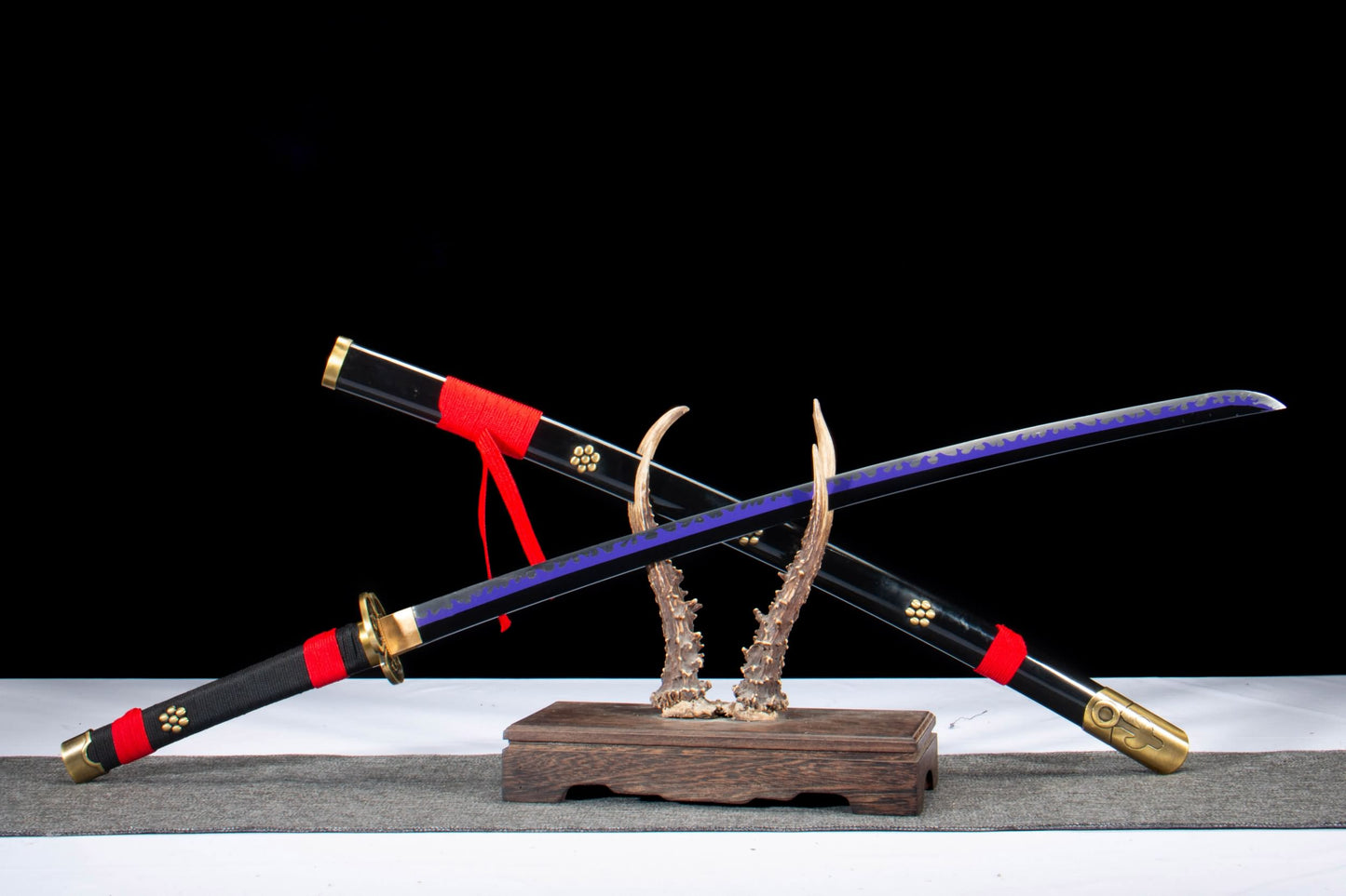 LOONGSWORD Enma Inspired Katana – Hand Forged 1065 High Carbon Steel Anime Samurai Sword with Purple Blade Finish