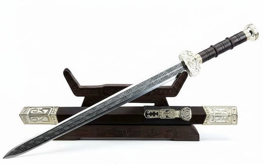 Ruyi jian Sword Real,Forged High Carbon Steel Etch Blade,Alloy Fittings
