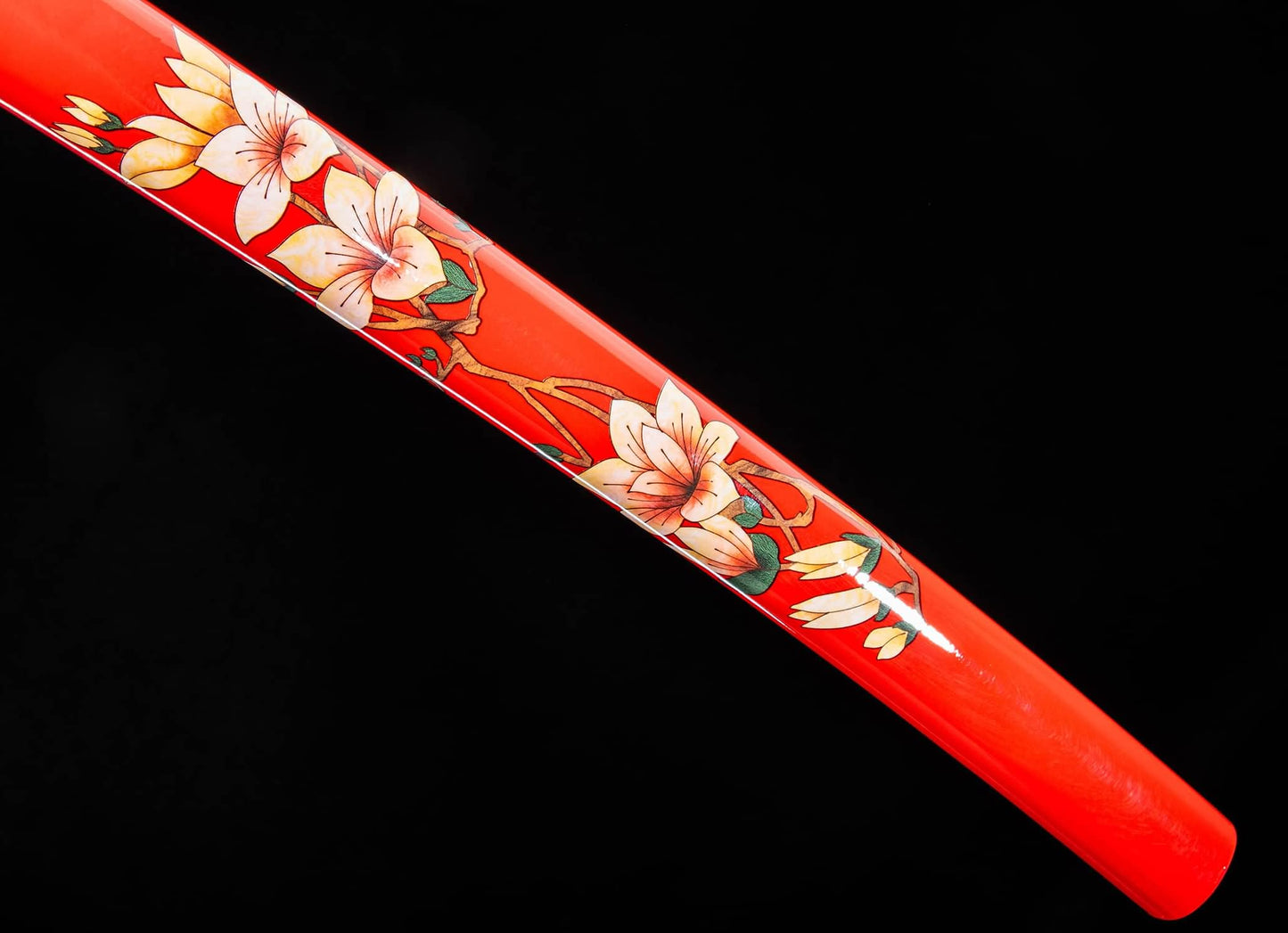 Chixia Katana – 40.6″ Manganese Steel, Red Lacquer Saya & Cord-Wrapped Handle