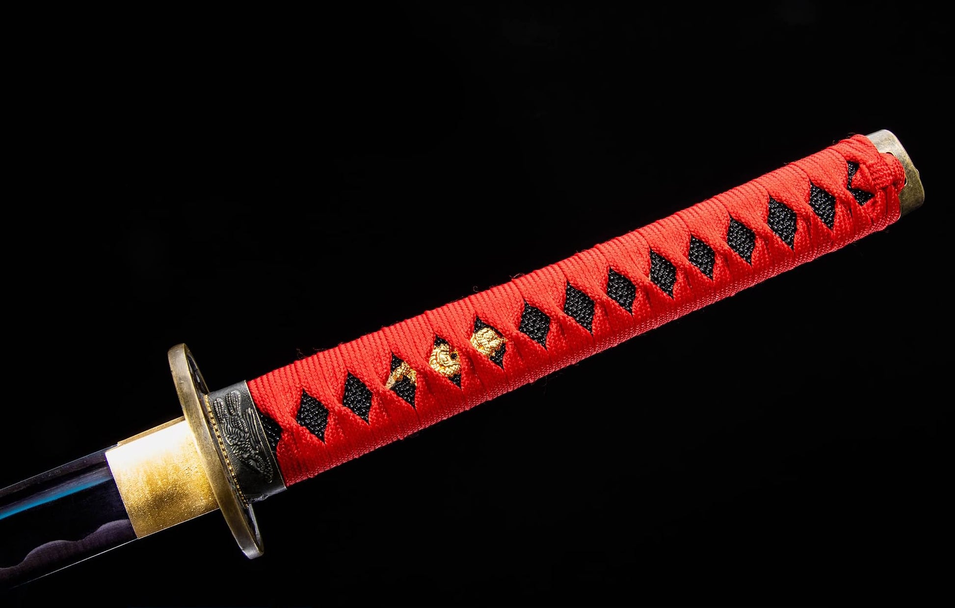 Chixia Katana – 40.6″ Manganese Steel, Red Lacquer Saya & Cord-Wrapped Handle