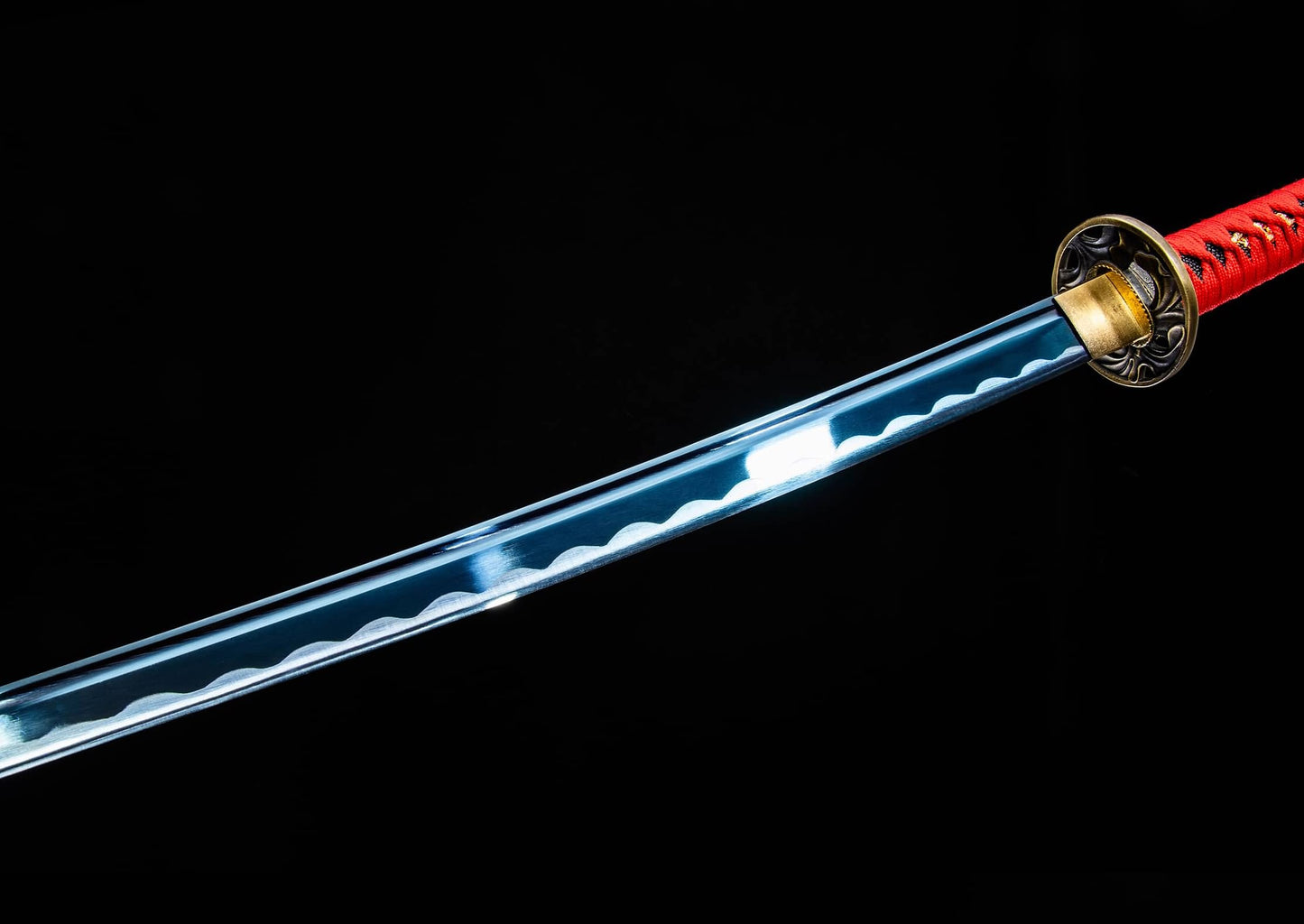 Chixia Katana – 40.6″ Manganese Steel, Red Lacquer Saya & Cord-Wrapped Handle