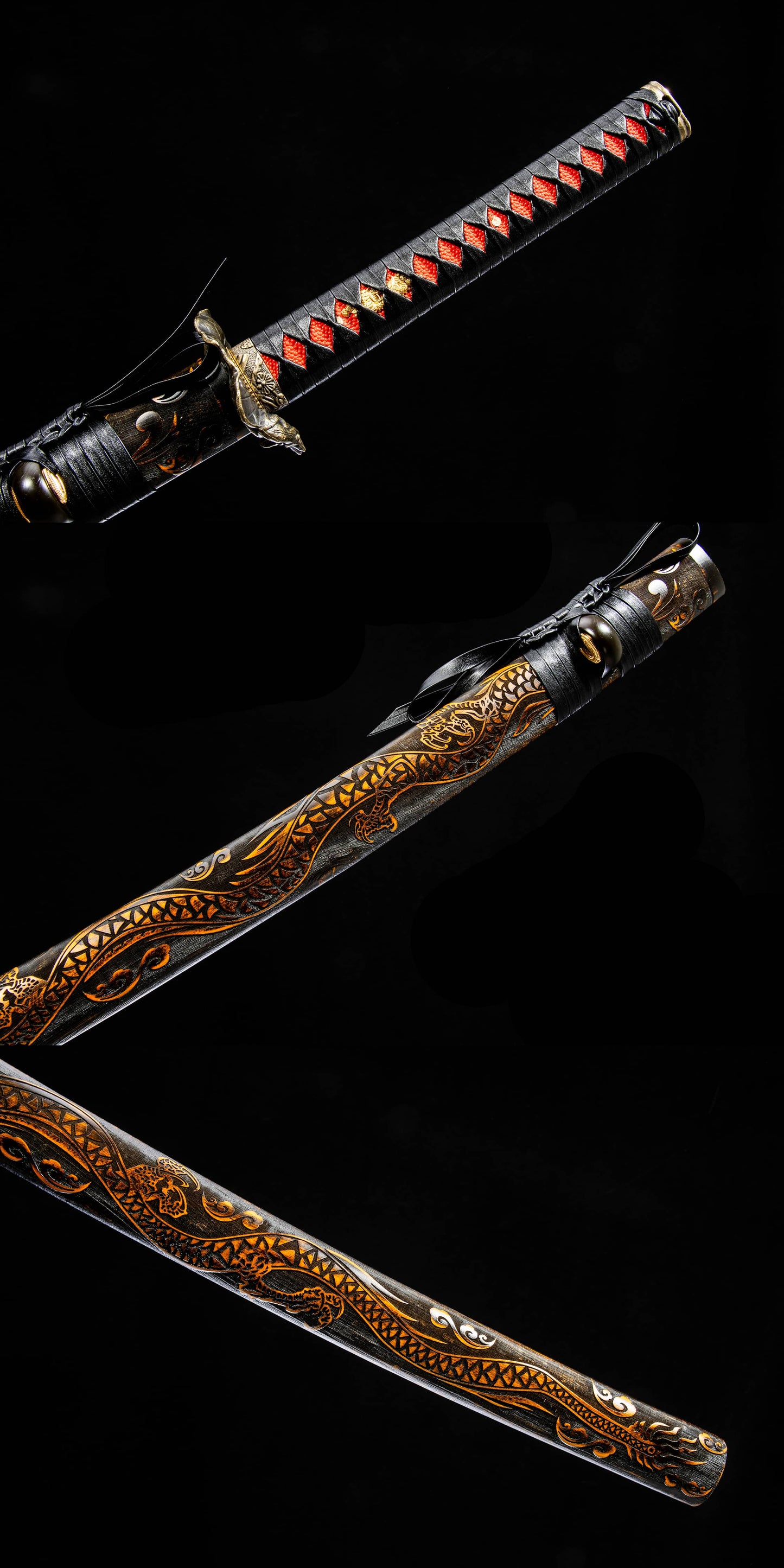 Kotesugiri-Style Katana – 40.7″ T10 Clay-Tempered Blade with Lacquered Wood Saya