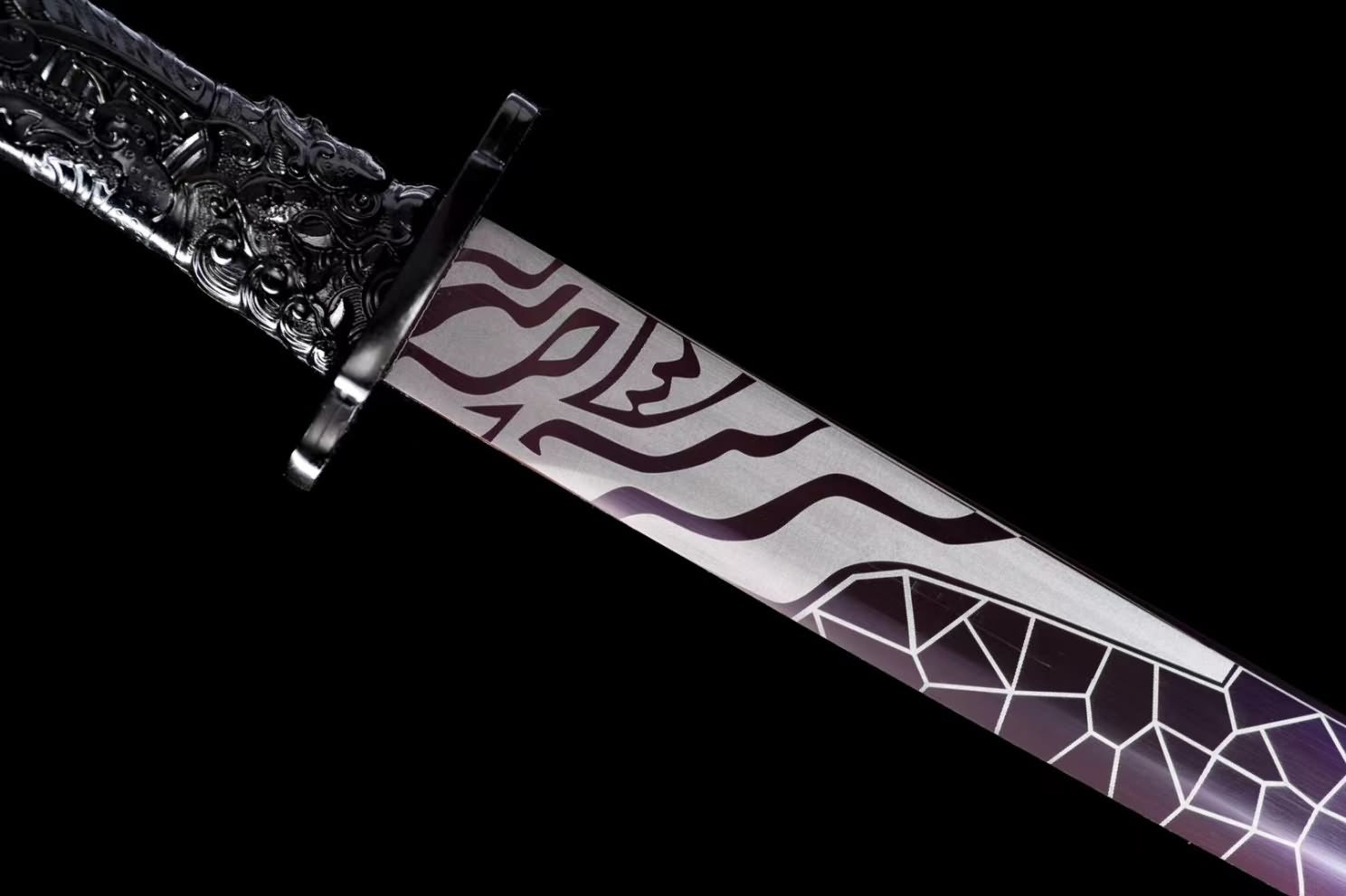 Embroidery Spring Sword-Handcrafted High carbon Steel Blade with Laser Engraved Patterns,Rosewood Scabbard,Alloy Fittings