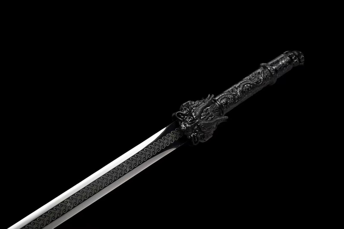 Dragon King Swords Real High Carbon Steel Blades,Alloy Fittings,PU Scabbard