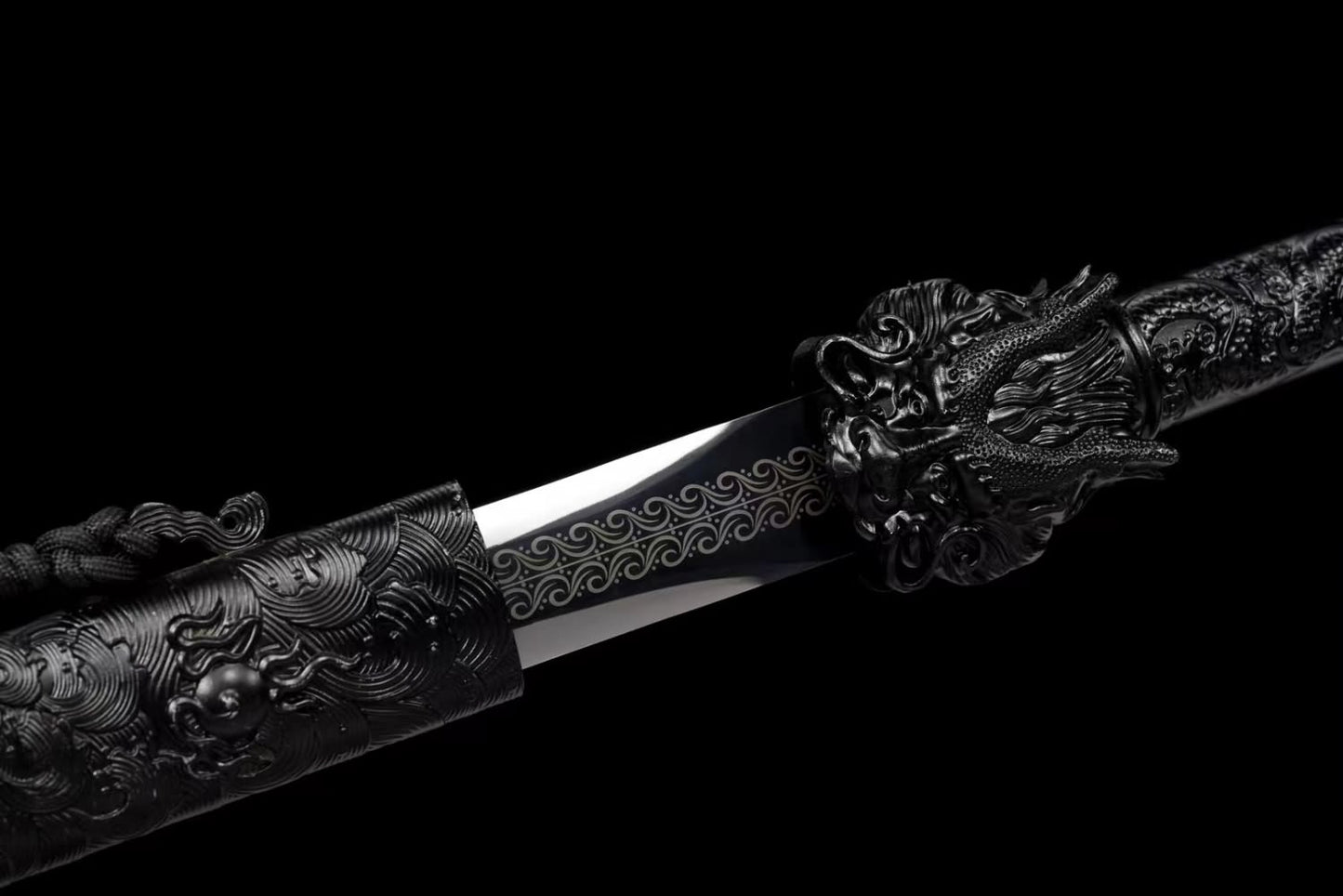 Dragon King Swords Real High Carbon Steel Blades,Alloy Fittings,PU Scabbard