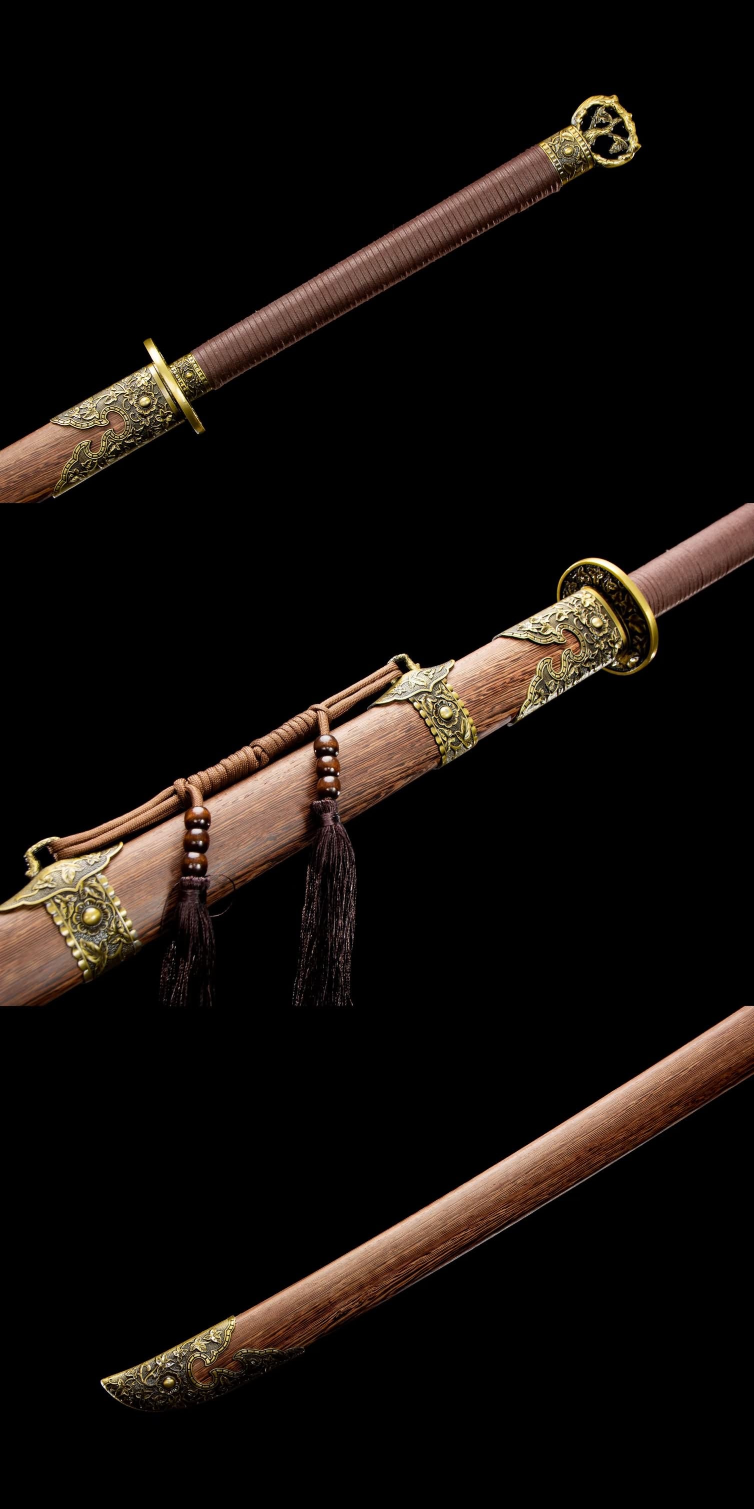 Miao Dao Traditional Forged Sword - High Manganese Steel Blade, Rosewood Scabbard