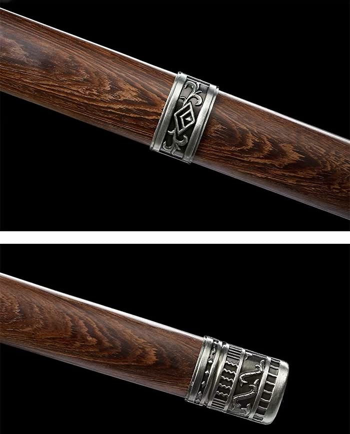 WoLong jian Sword Forged Spring Steel Blade,Alloy Fittings,Rosewood Scabbard