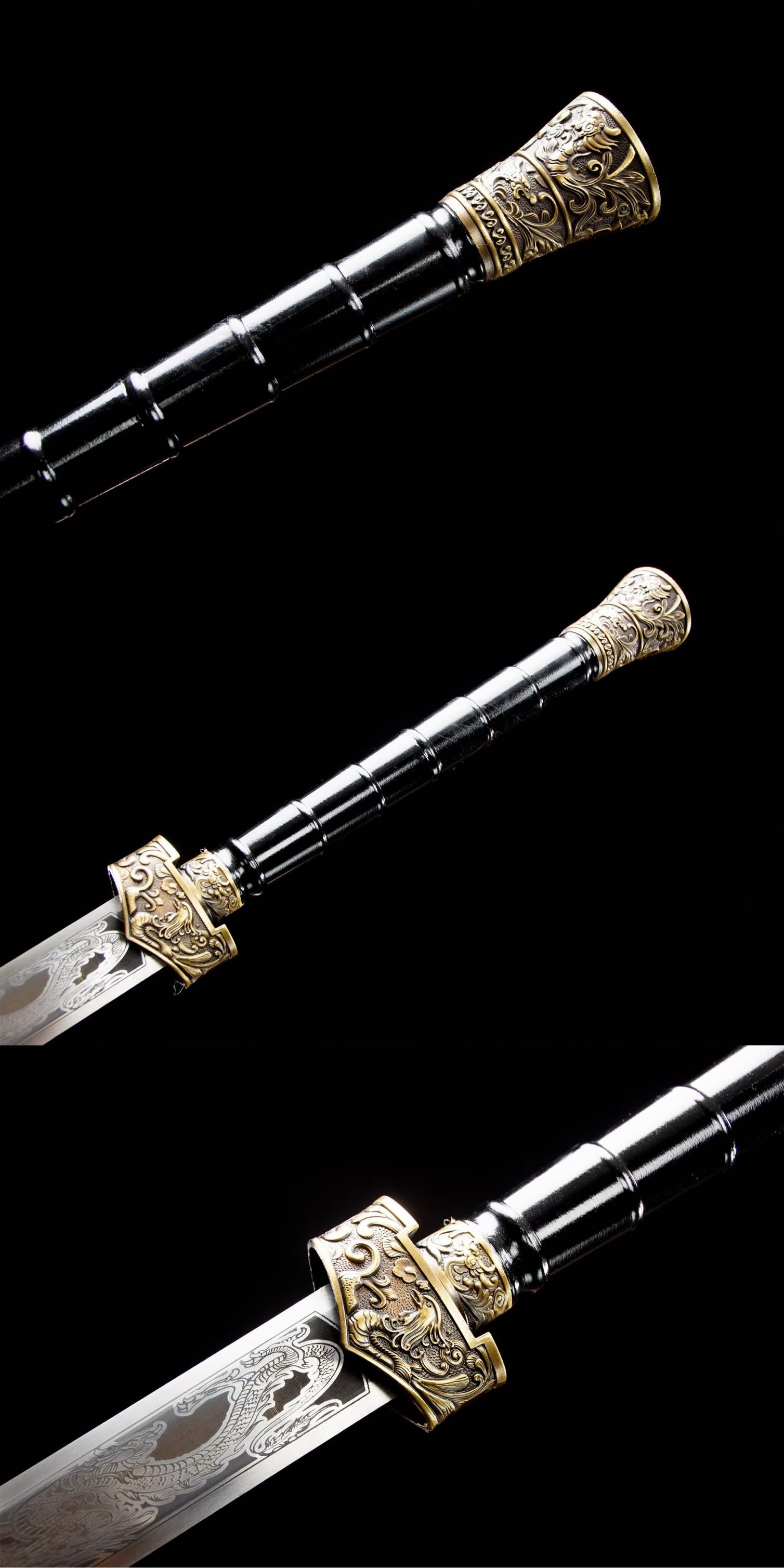 Traditional Chinese Han Sword with High Carbon Steel Etched Blade