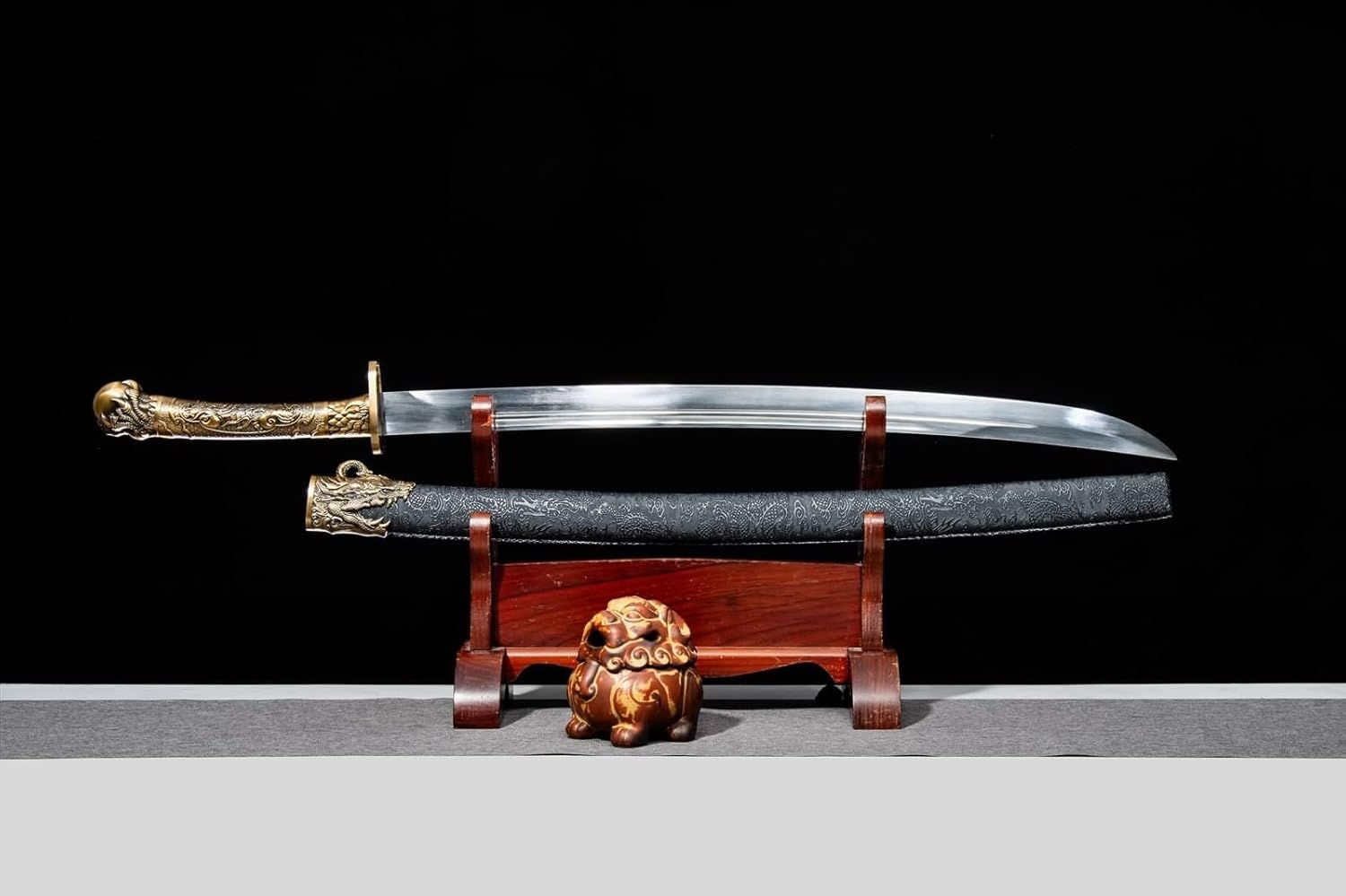 Qing Dao Sword – Traditional Chinese Saber with Polished Steel Blade & PU Scabbard - Chinese Sword store