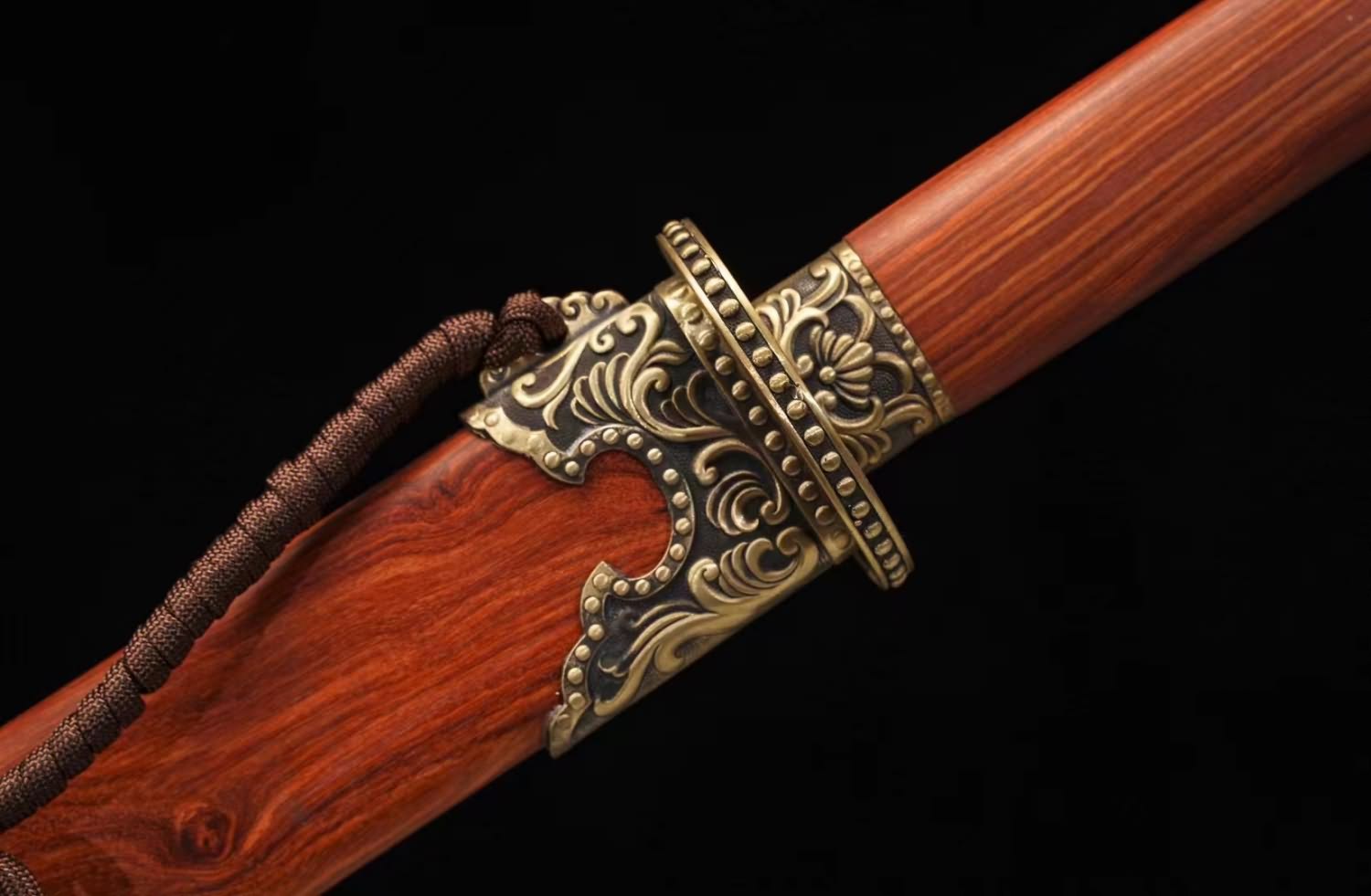 LOONGSWORD Chinese Ming Dynasty Imperial Guard Sword, Traditional Hand-Forged Damascus Steel Blade, Exquisite Brass Fittings, and Solid Acid Branchwood Scabbard - 41 Inches