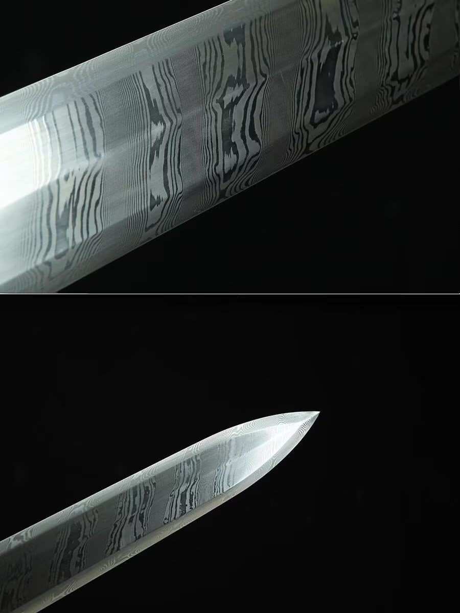 Fengyun Jian – Hand-Forged Pattern Steel Chinese Sword with Brass Fittings & Rosewood Scabbard - Chinese Sword store