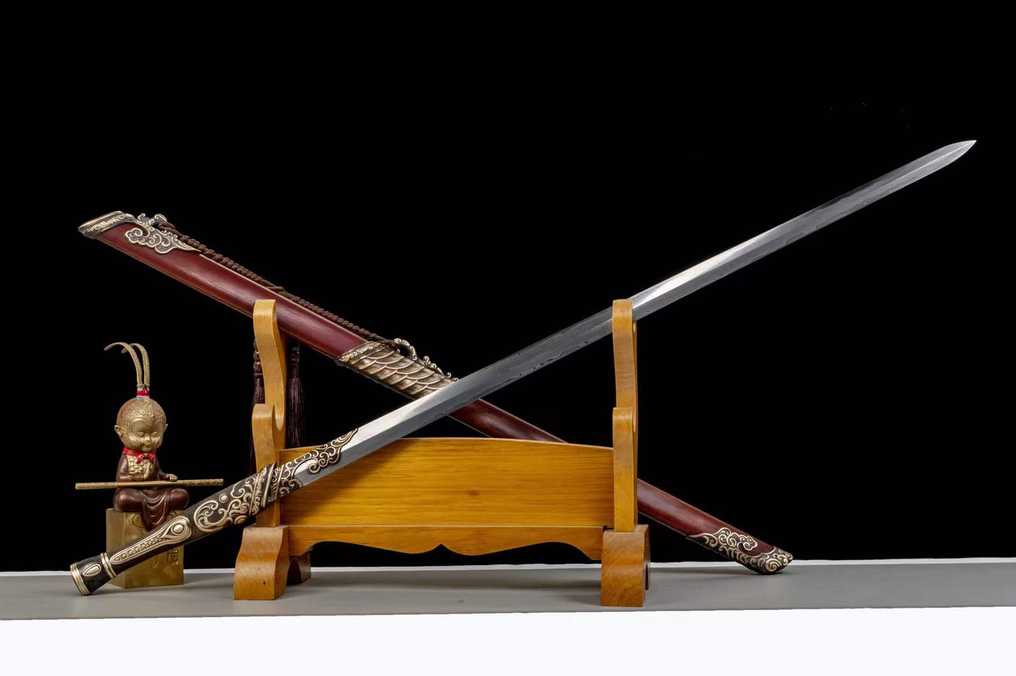 Qingyi Jian | Sanmai 1095-Core Chinese Jian, Folded Pattern Steel & Copper Fittings