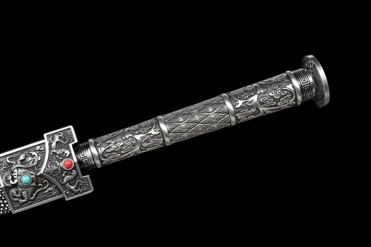 Han jian Swords Real,Forged Blade,Artificial Pearl Skin Scabbard,Alloy Handle