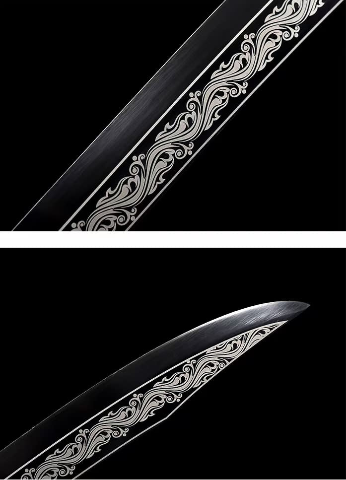 Saber Sword Real,Forged Spring Steel Blade,Alloy Fittings,Black Scabbard