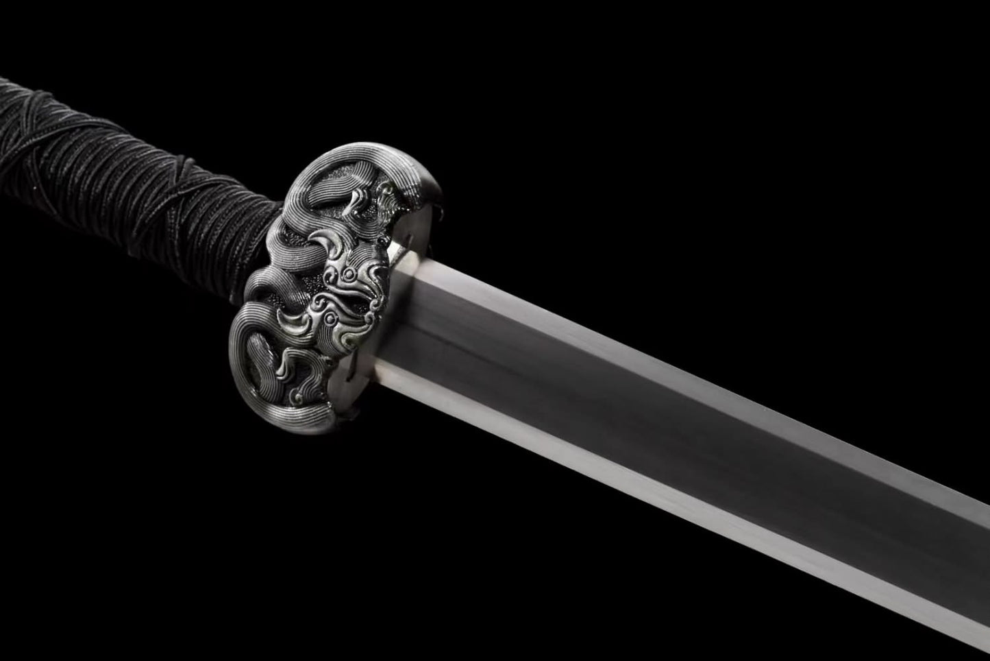 Chinese sword,Han jian High Carbon Steel octahedral Blade,Alloy Fittings,Solid Wood+Fake Leather
