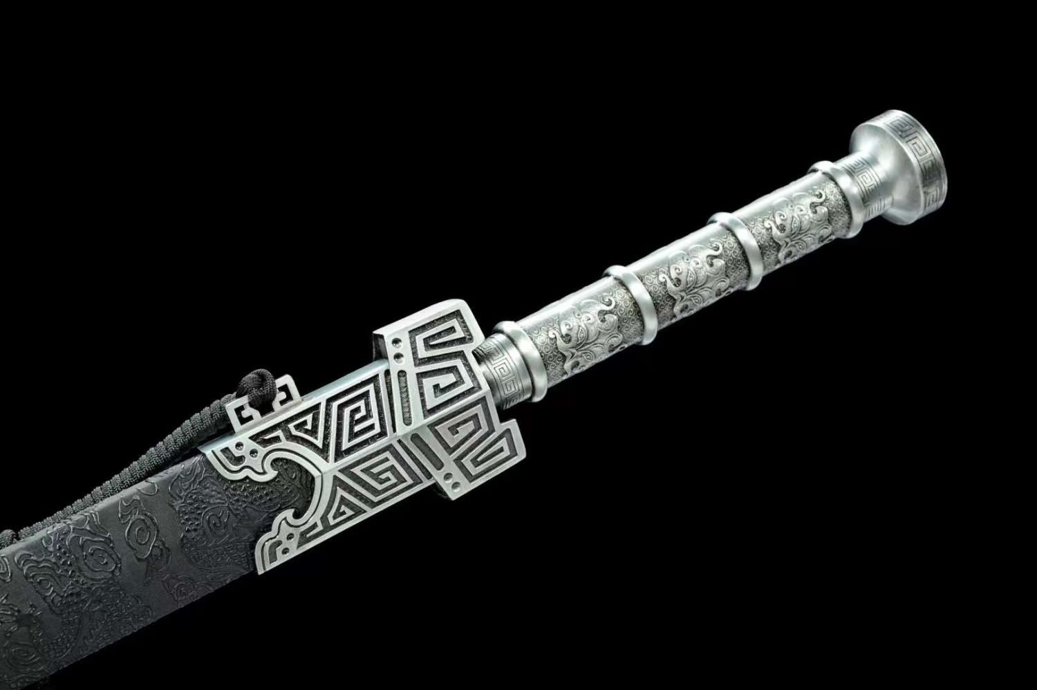 Qin Dynasty Style Sword - Traditional Forged High Carbon Steel - Faux Leather Scabbard