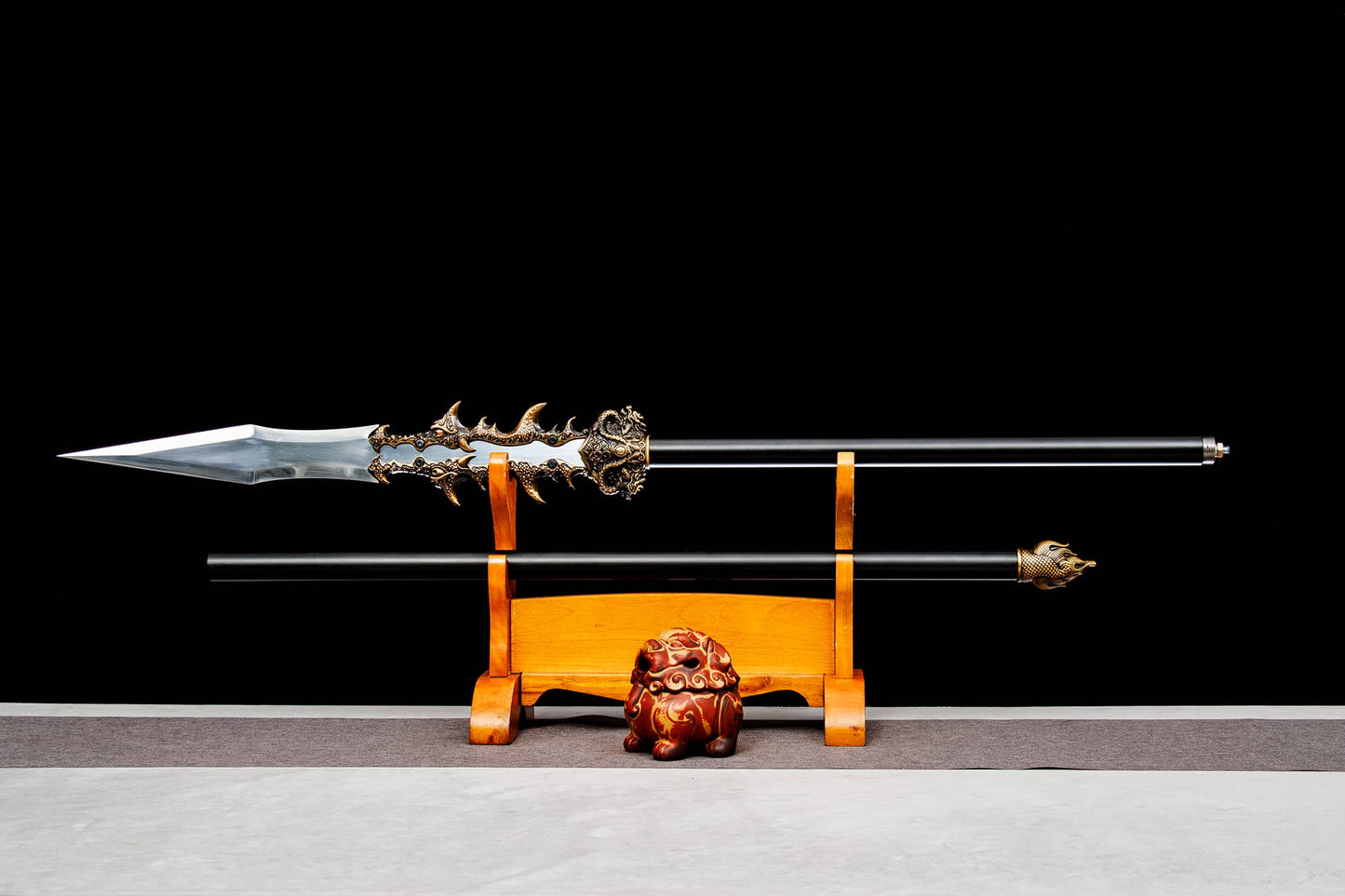 Modular 79" High-Performance Manganese Steel Spear – 21" Blade, Lacquered Iron Shaft & Aluminum Fittings