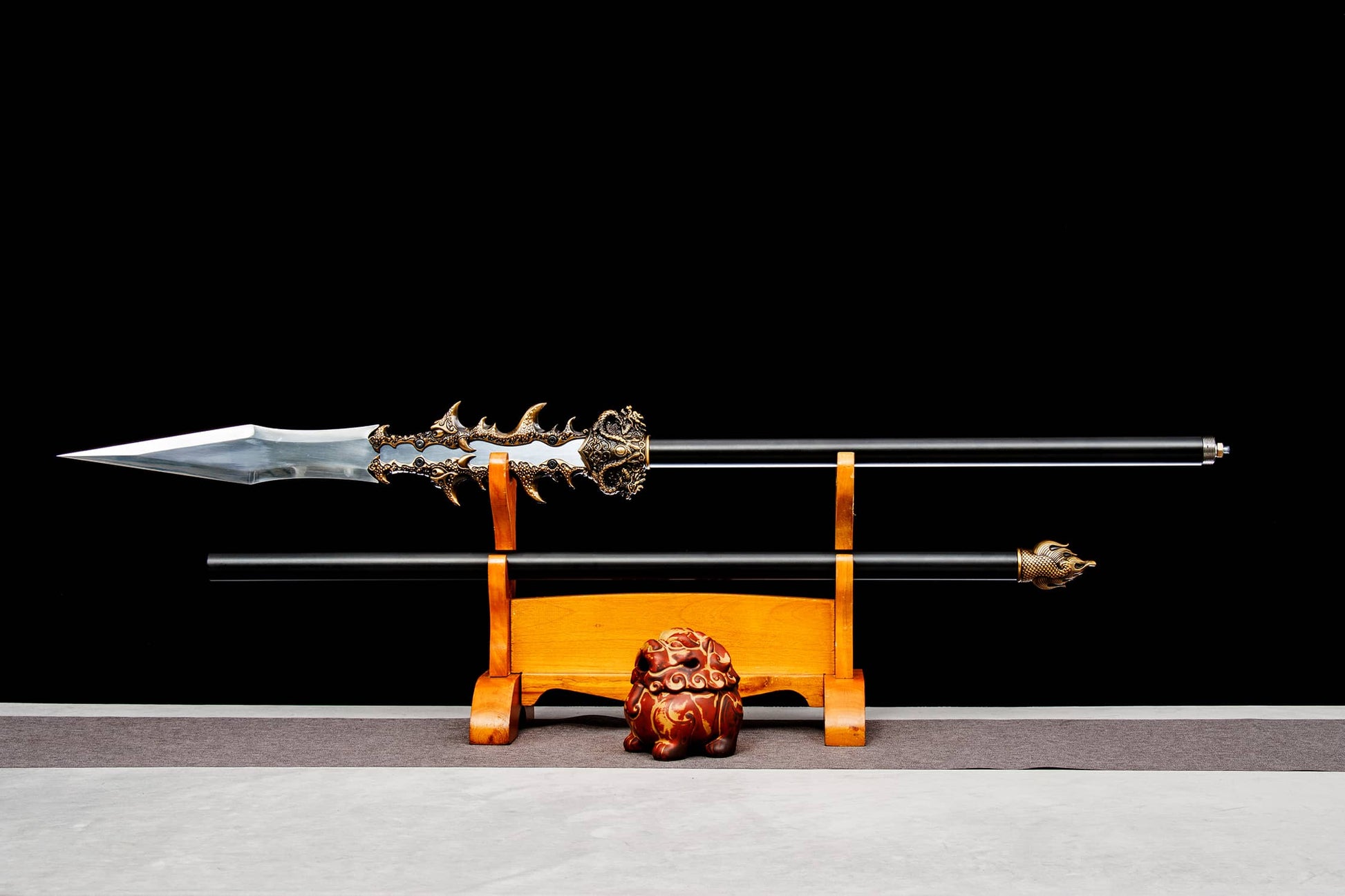 Modular 79" High-Performance Manganese Steel Spear – 21" Blade, Lacquered Iron Shaft & Aluminum Fittings