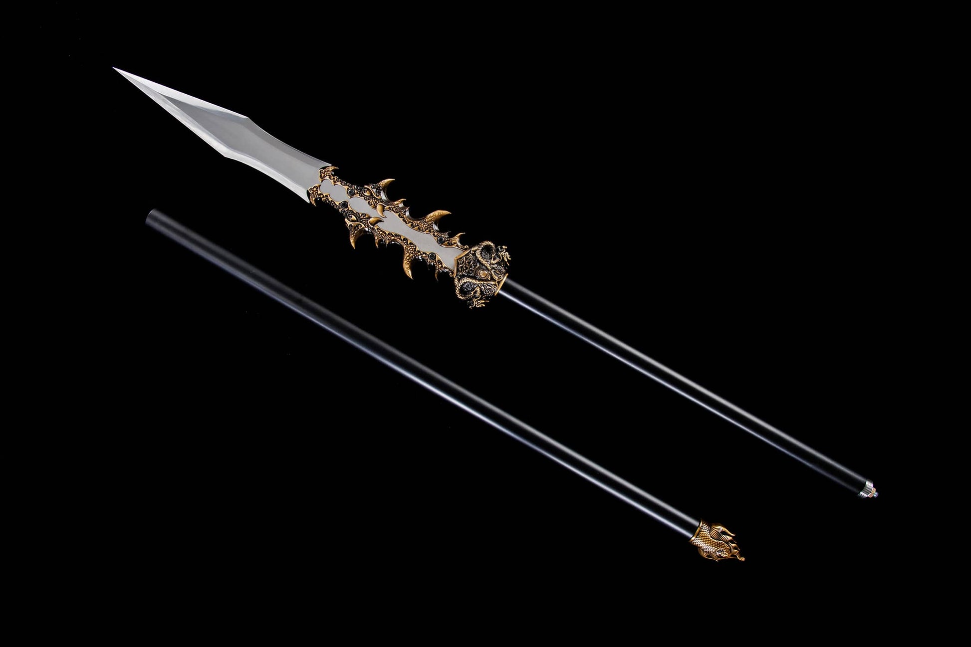 Modular 79" High-Performance Manganese Steel Spear – 21" Blade, Lacquered Iron Shaft & Aluminum Fittings