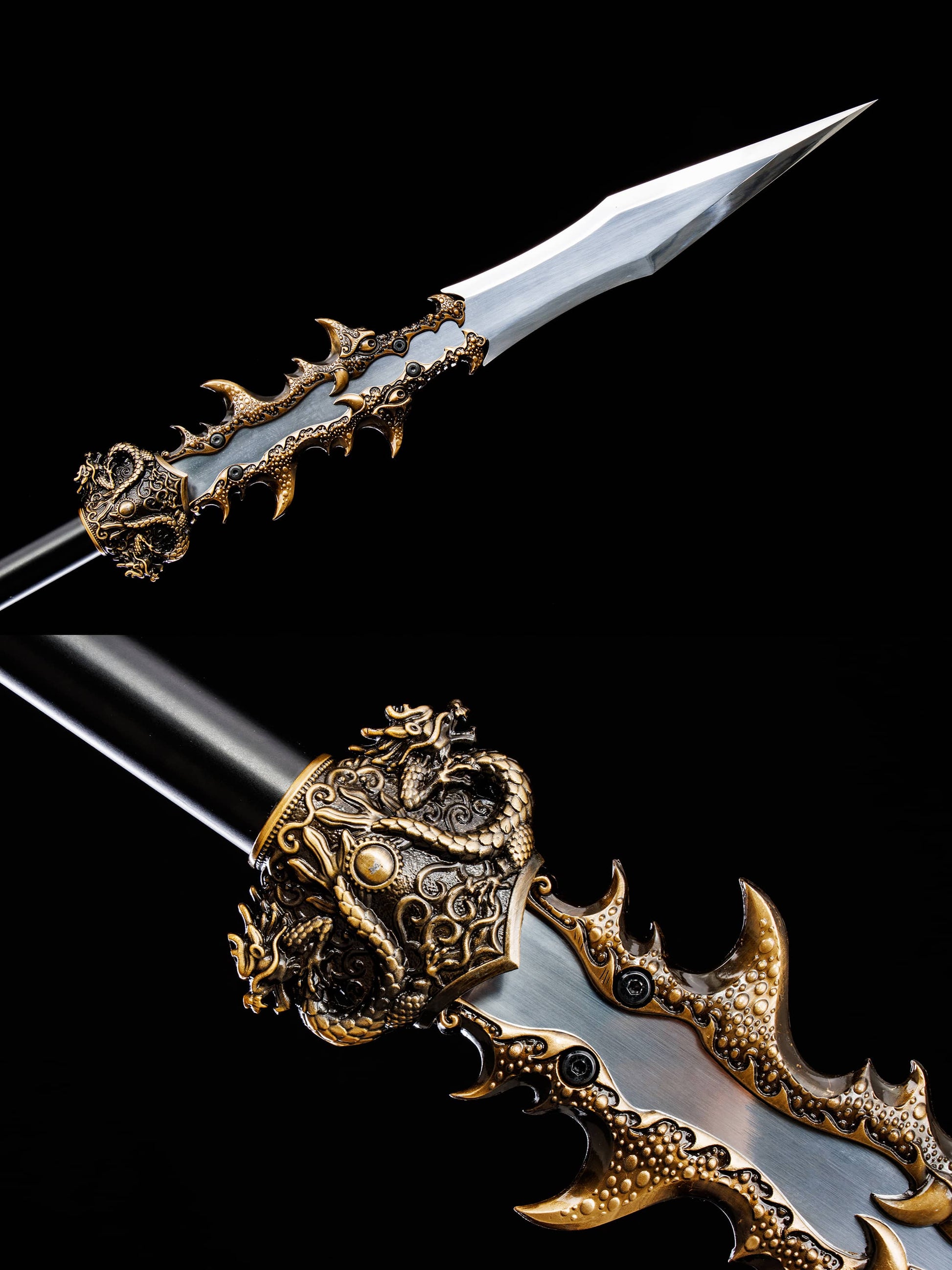 Modular 79" High-Performance Manganese Steel Spear – 21" Blade, Lacquered Iron Shaft & Aluminum Fittings