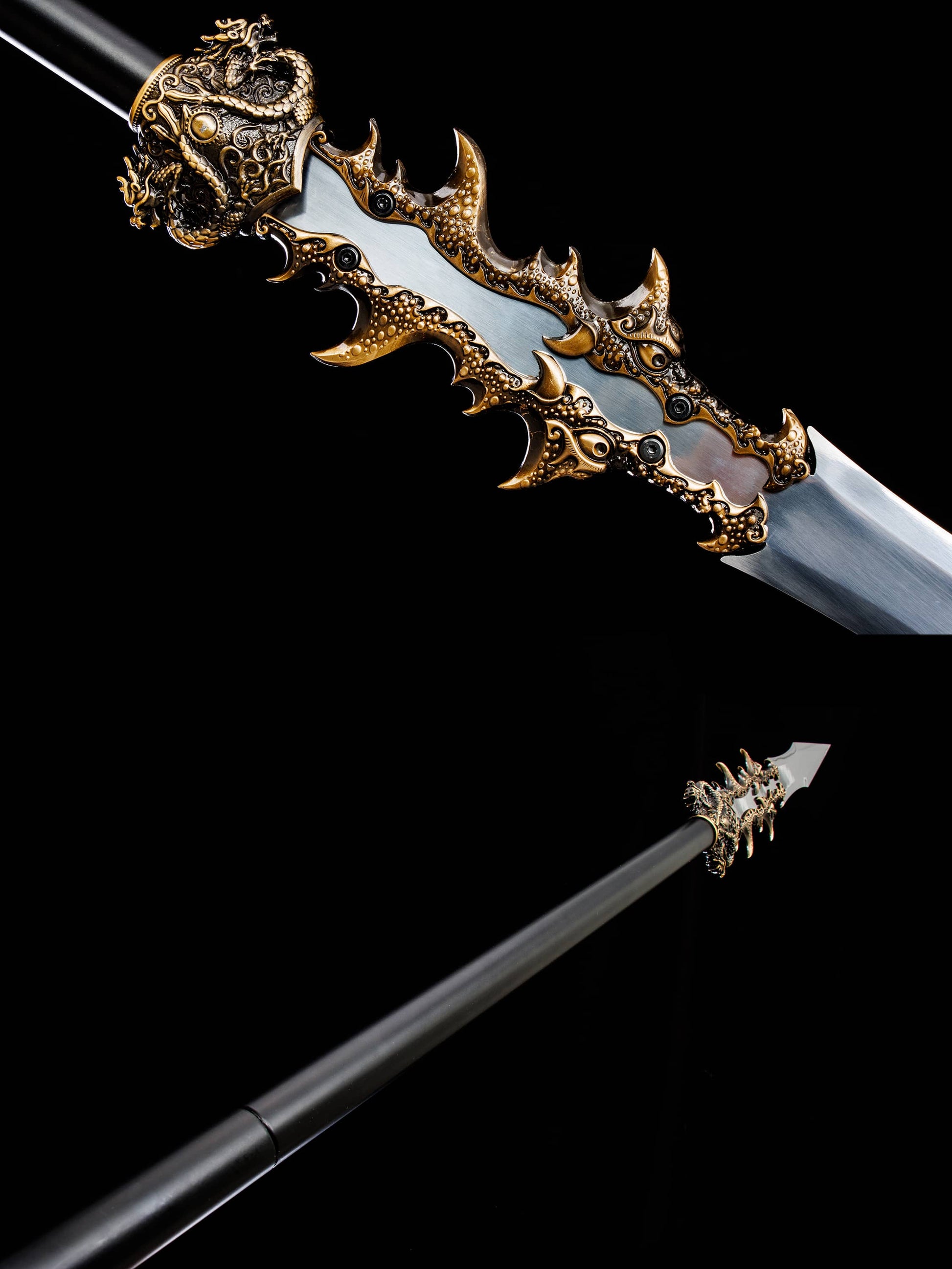 Modular 79" High-Performance Manganese Steel Spear – 21" Blade, Lacquered Iron Shaft & Aluminum Fittings