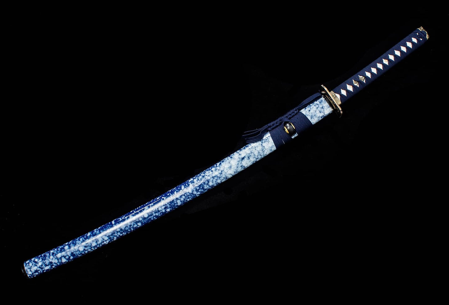 Blue Ice-Lacquer Katana – 41.1″ Manganese-Steel Blade, Navy Cord Wrap