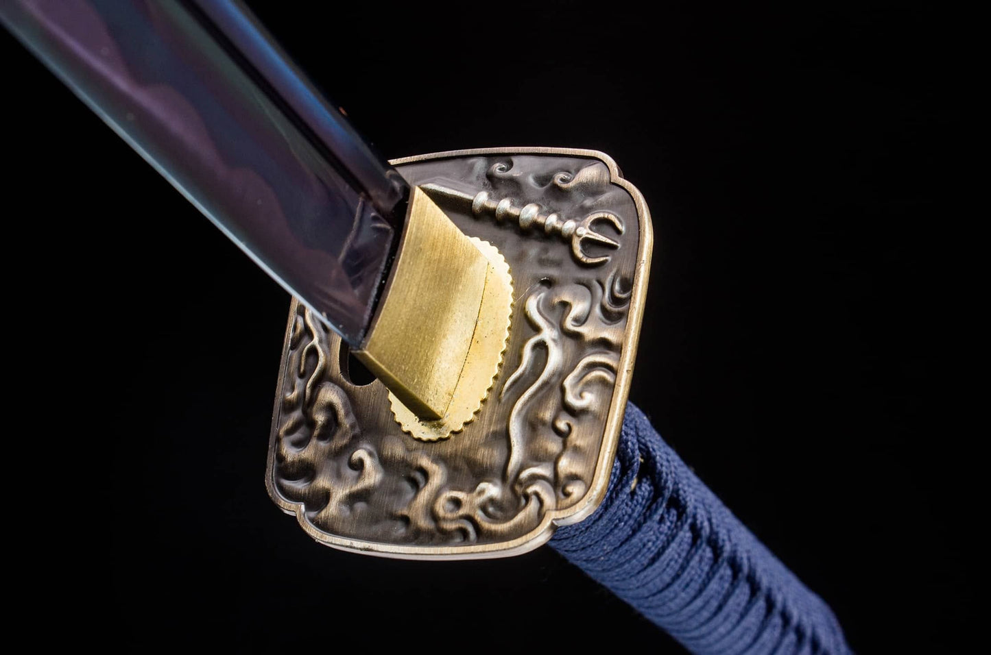 Blue Ice-Lacquer Katana – 41.1″ Manganese-Steel Blade, Navy Cord Wrap