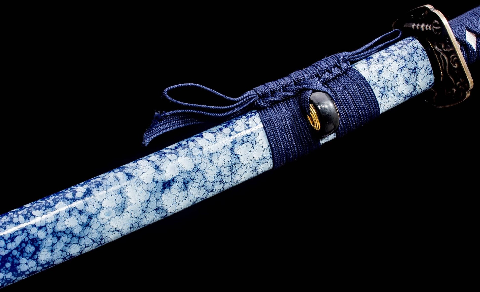 Blue Ice-Lacquer Katana – 41.1″ Manganese-Steel Blade, Navy Cord Wrap