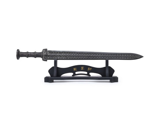 Bronze-Style Chinese Jian – Handmade Green-Finish Brass Display Sword, 24 Inch