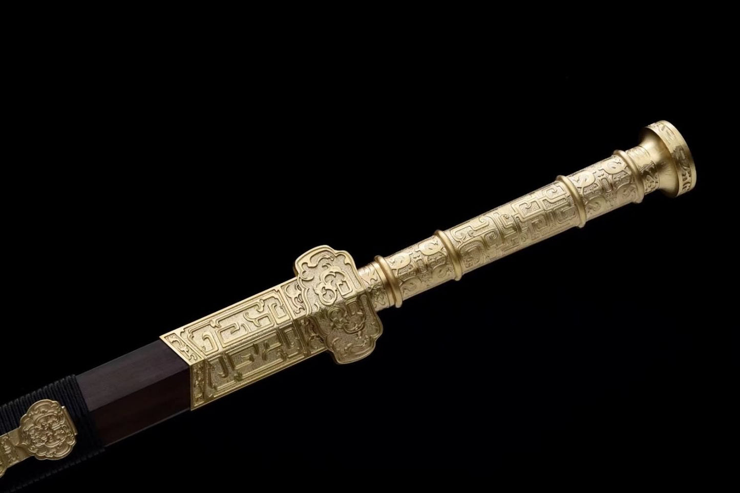 Premium Ruyi Sword-Forged Damascus Steel Blade,Rosewood Scabbard,Brass Fittings