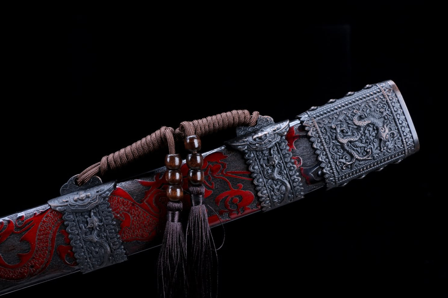 Kangxi Treasure Sword - High Carbon Steel Blade, Solid Wood Carved Scabbard