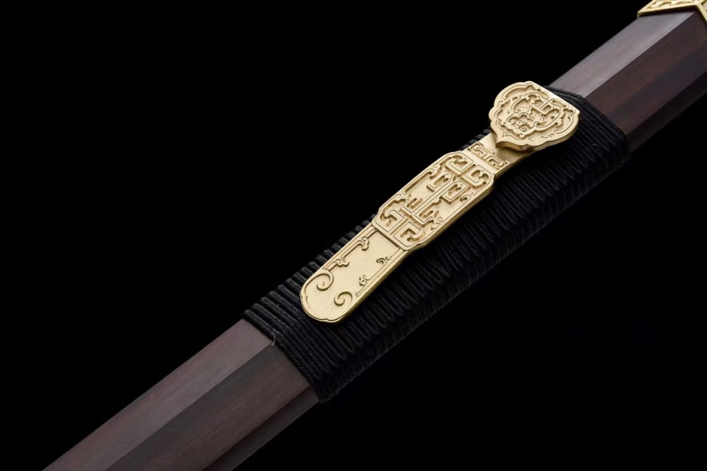 Premium Ruyi Sword-Forged Damascus Steel Blade,Rosewood Scabbard,Brass Fittings
