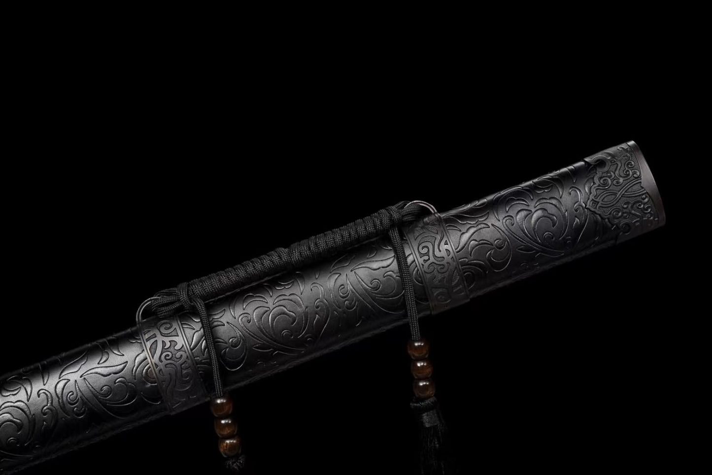 High Carbon Steel Chinese Black Gold Antique Knife Sword - Solid Wood Sheath,Alloy Fittings