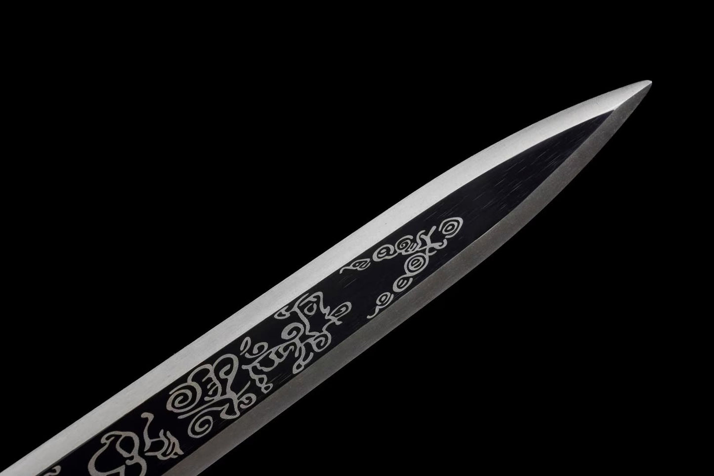 Bagua Jian | Hand-Forged High Manganese Steel Chinese Sword with Etched Blade & Leather-Wrapped Scabbard