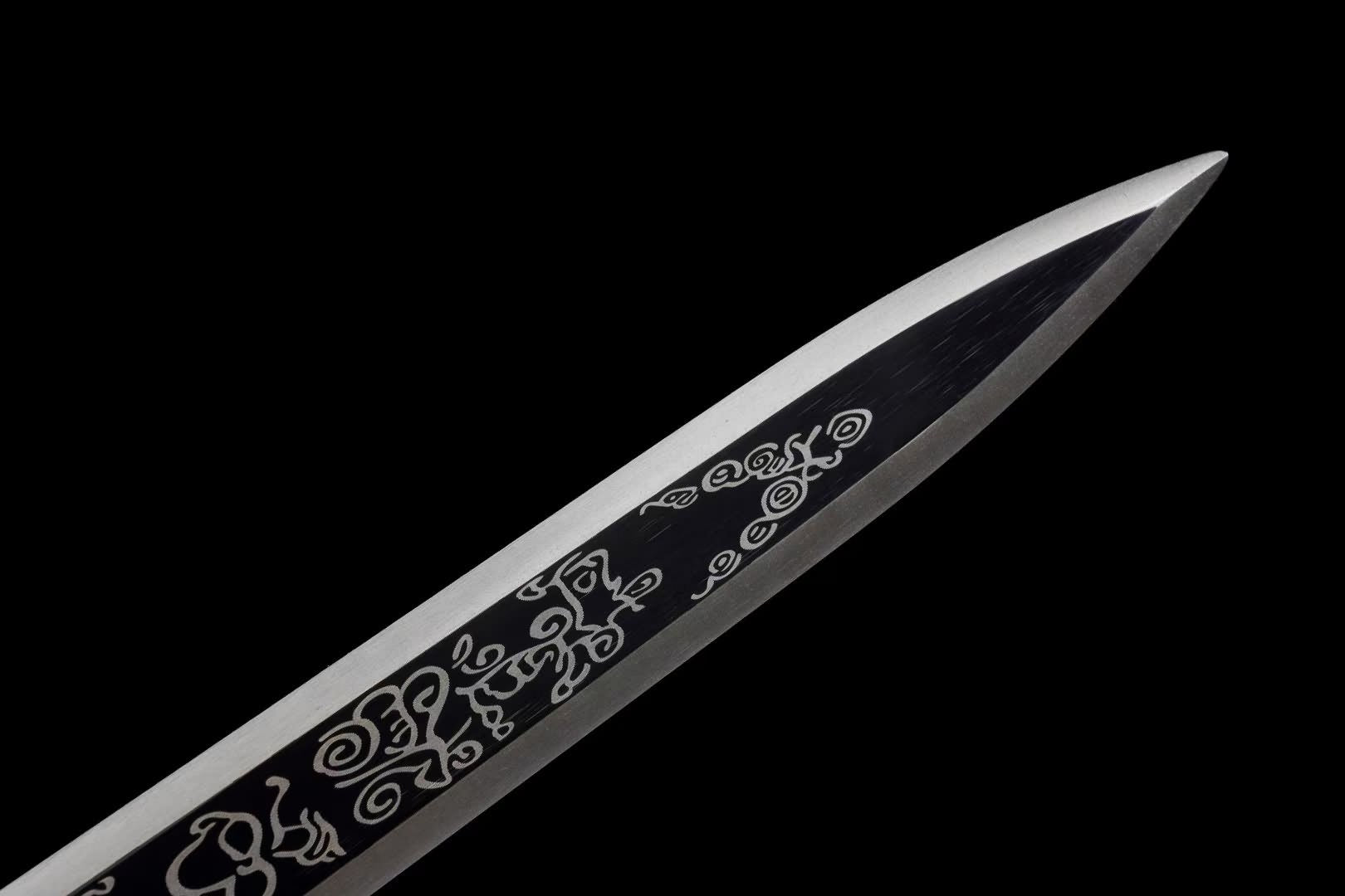 Bagua Jian | Hand-Forged High Manganese Steel Chinese Sword with Etched Blade & Leather-Wrapped Scabbard