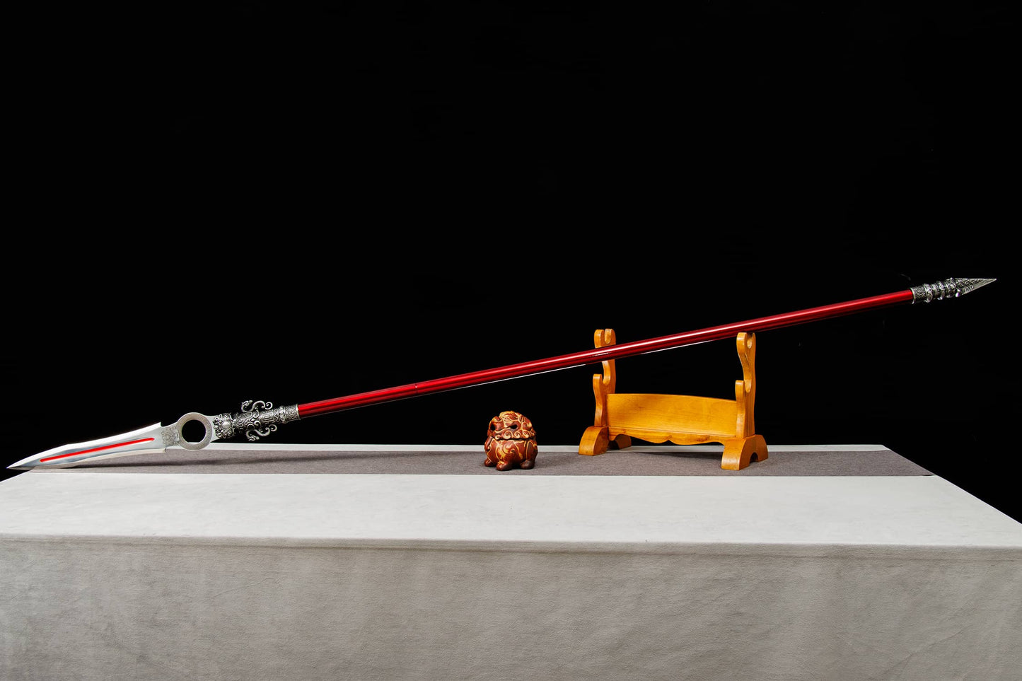 Dragon Spear,Forged Damascus Steel Spearhead,Rosewood Rod