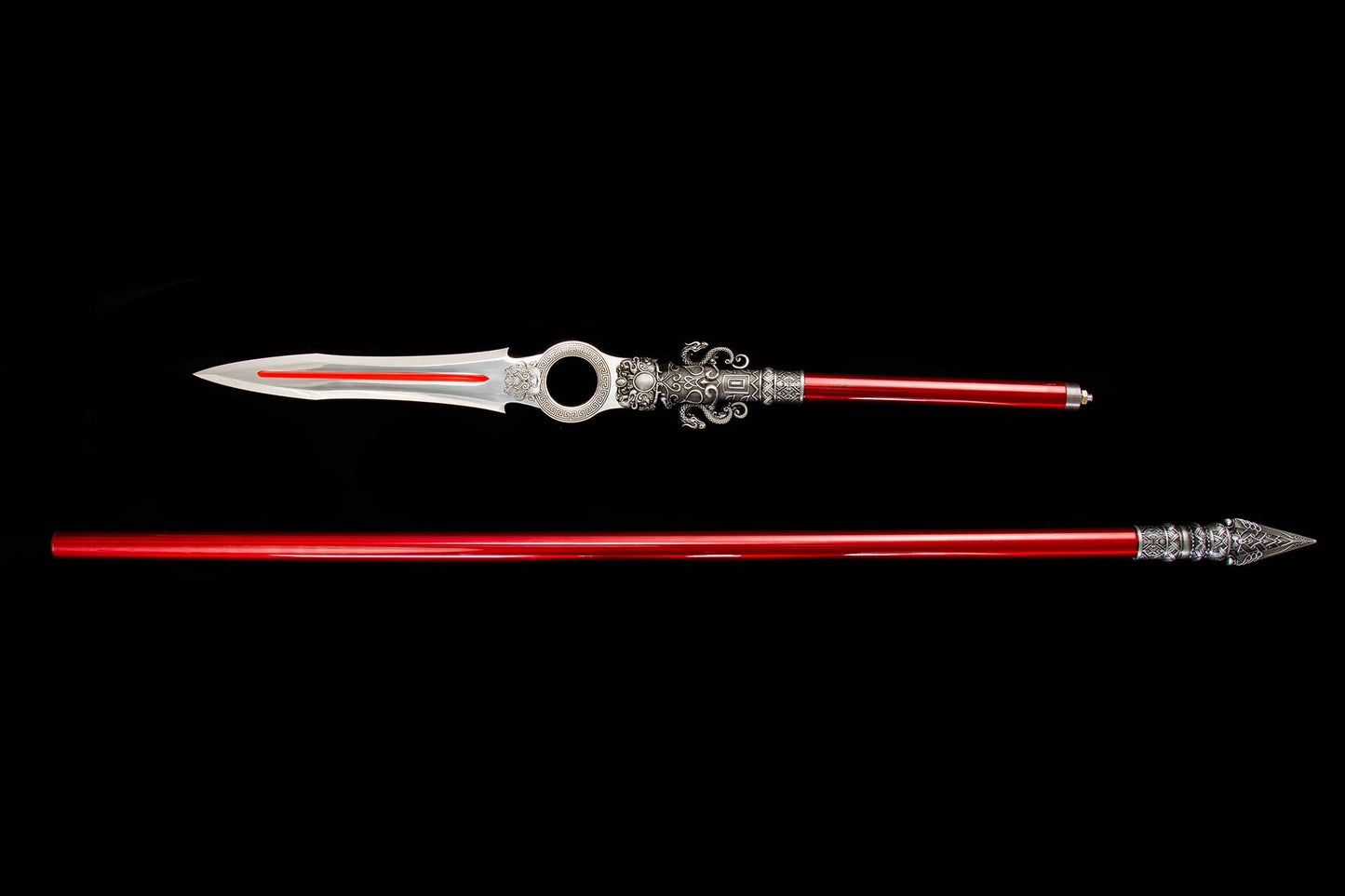 Dragon Spear,Forged Damascus Steel Spearhead,Rosewood Rod