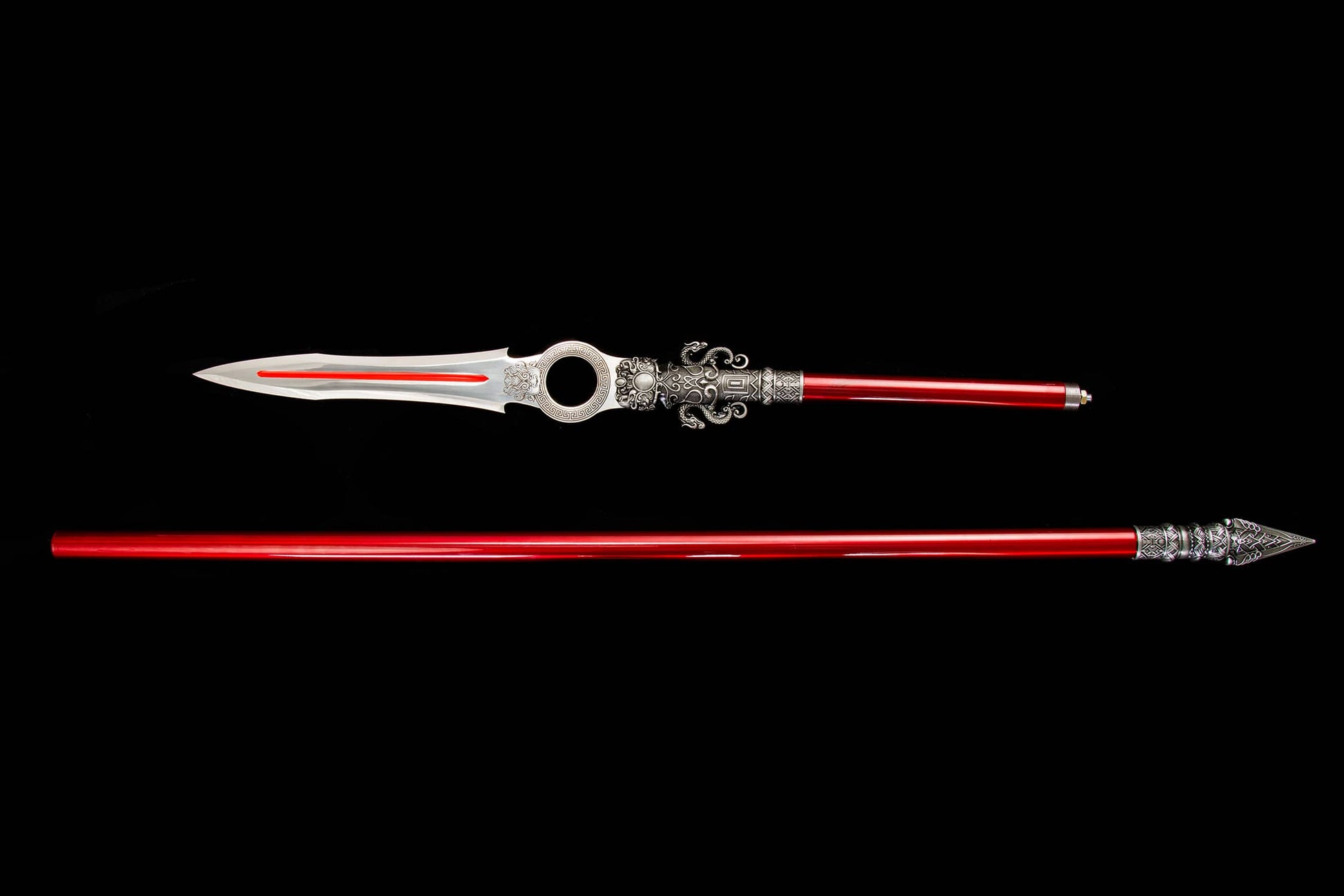 Dragon Spear,Forged Damascus Steel Spearhead,Rosewood Rod